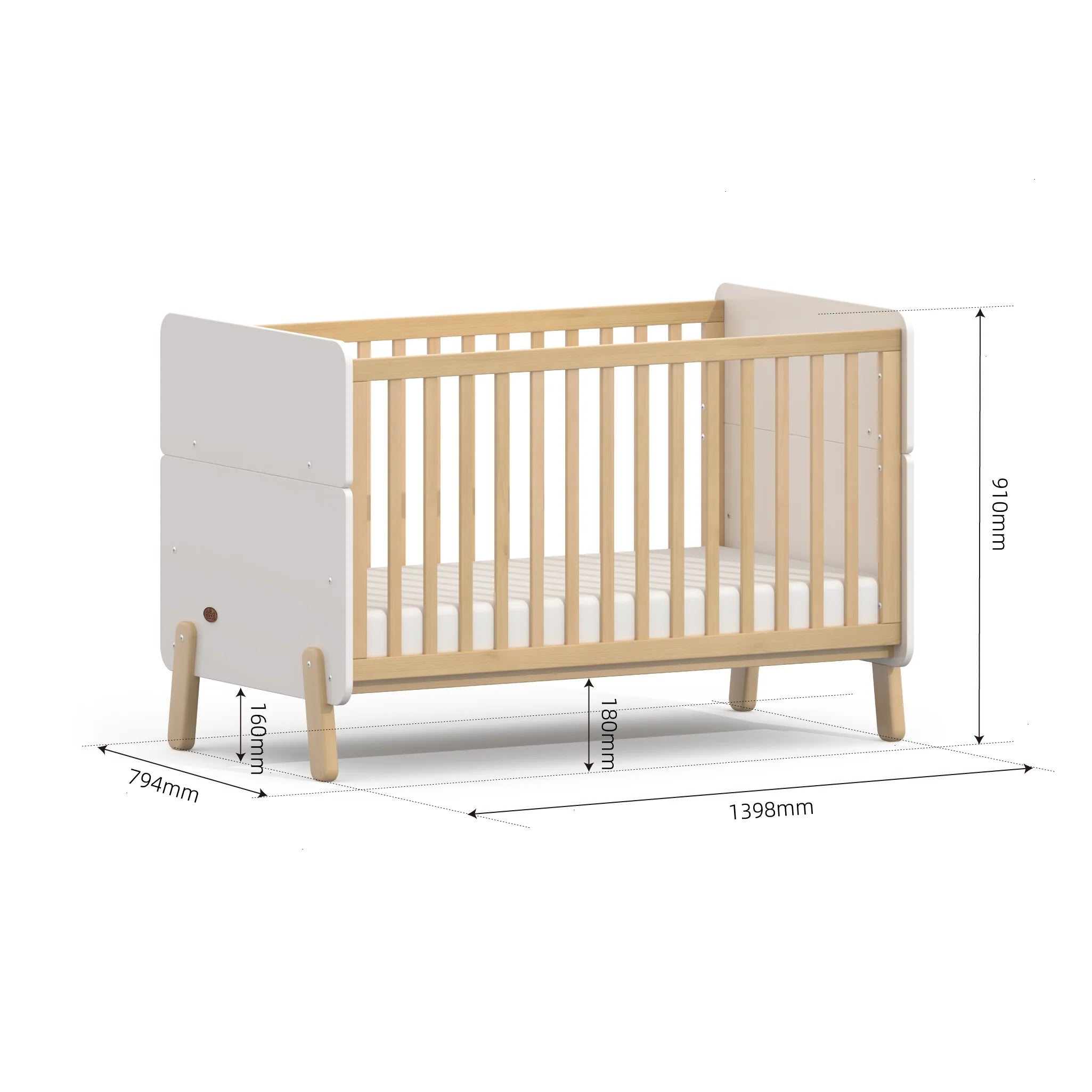 Boori Natty — 3-in-1-Kinderbett mit der Funktion eines Kleinkinderbettes (von Geburt bis 5 Jahre)