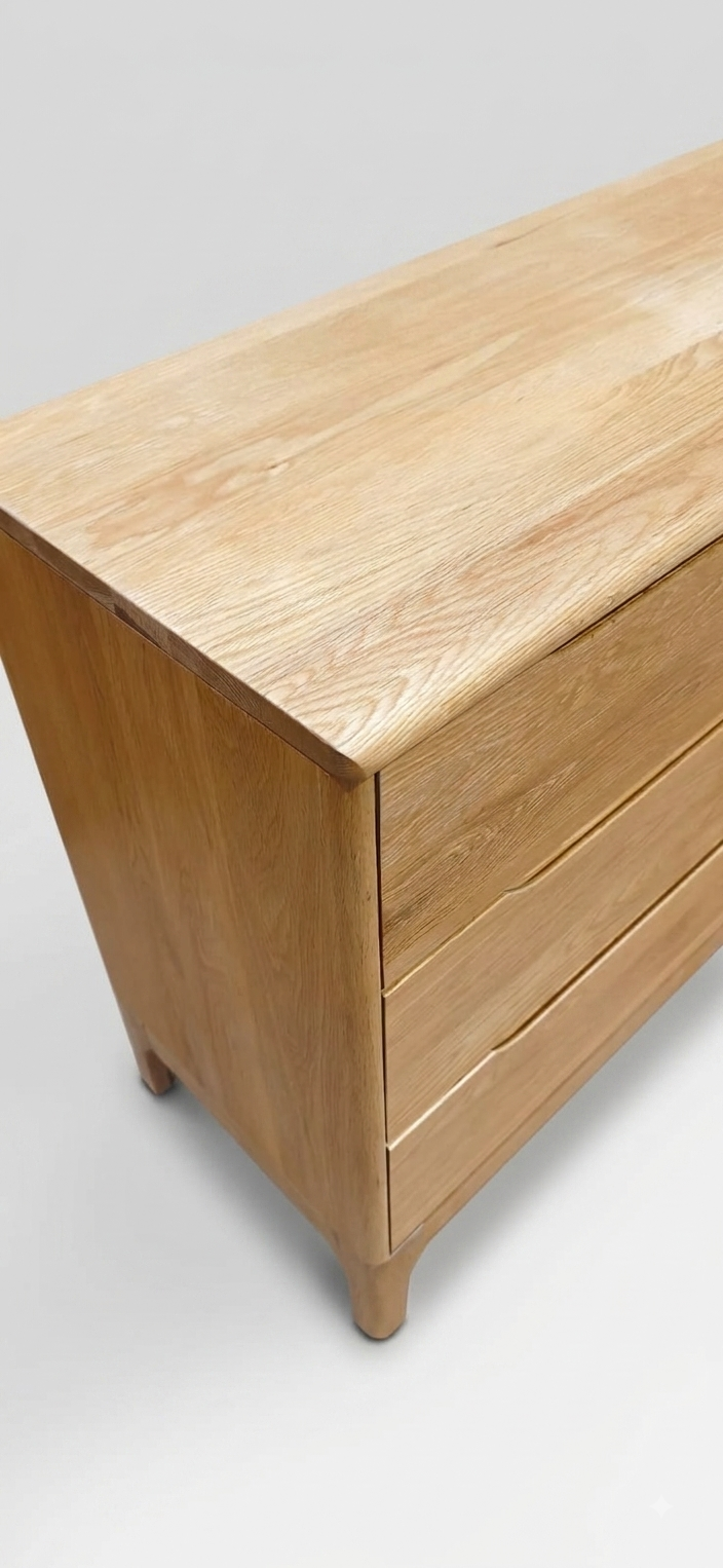 Kommode VIKEN – massives Eichenholz, 6 Schubladen, 125 cm