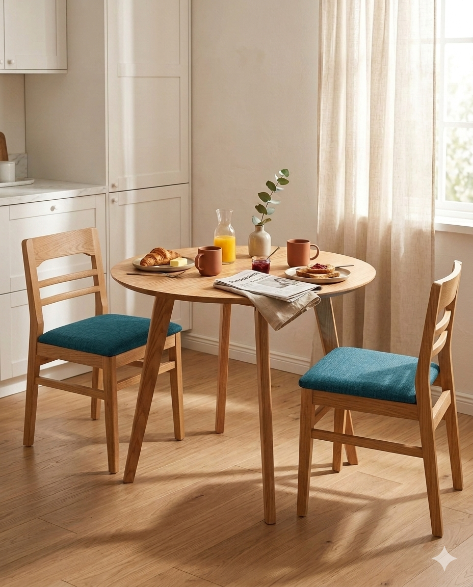Kleiner Runder Esstisch 80 cm Eiche Massiv | Skandinavisch