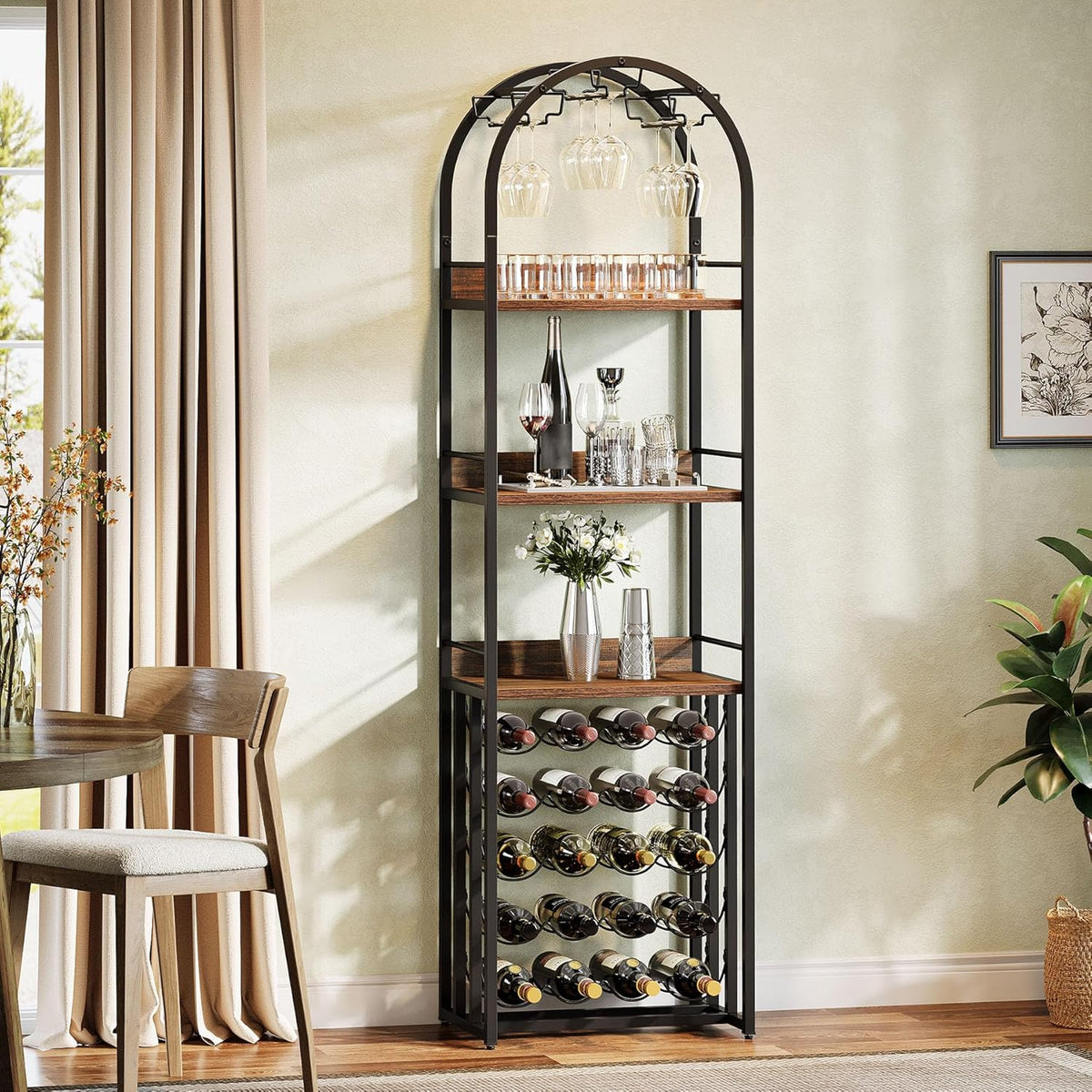 Weinregal 180 cm mit Metallkonstruktion