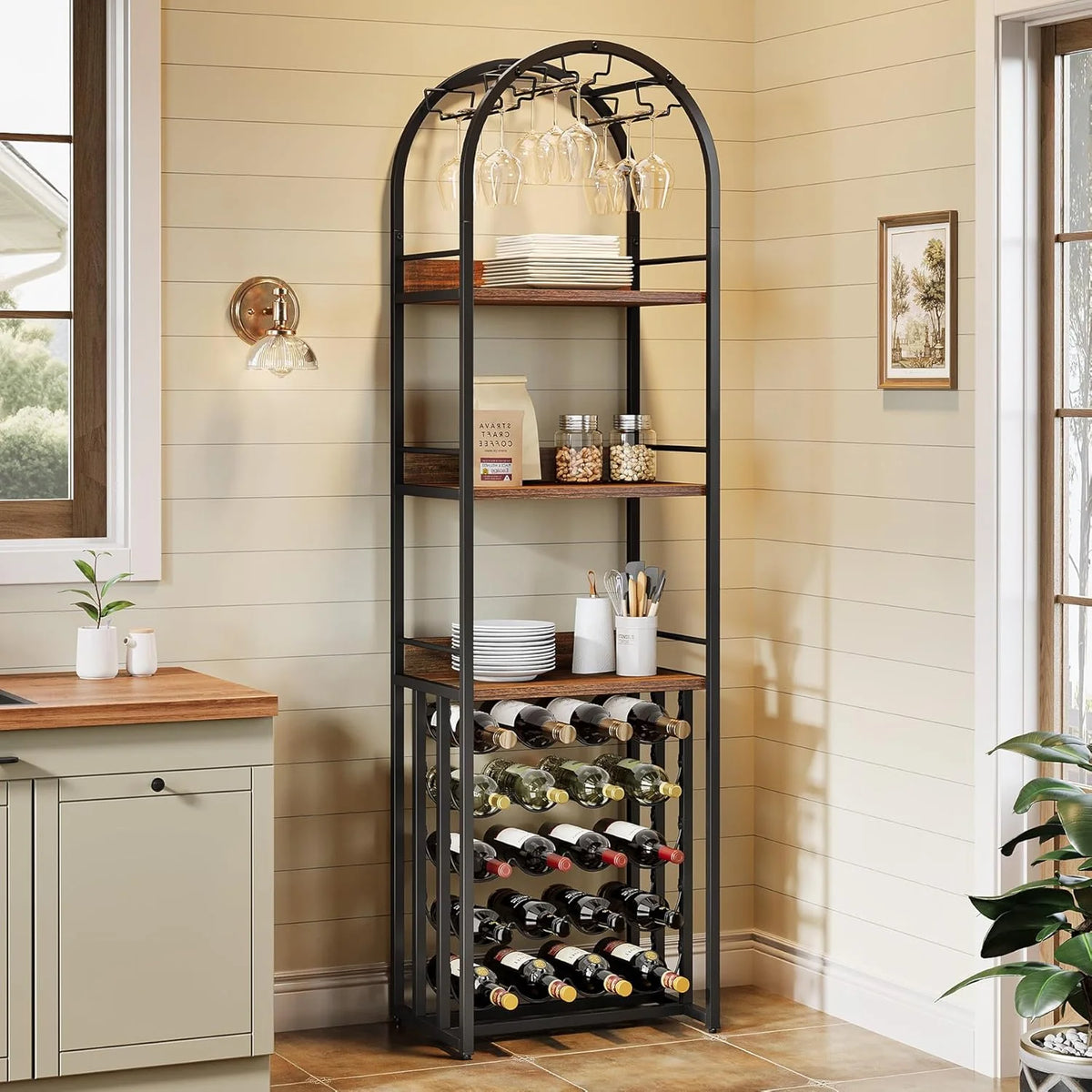 Weinregal 180 cm mit Metallkonstruktion
