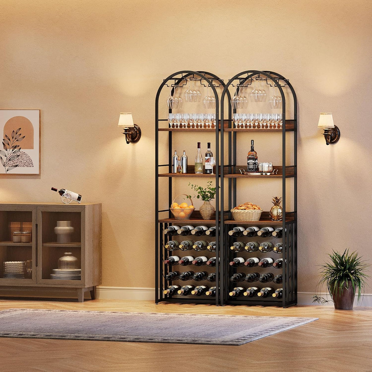 Weinregal 180 cm mit Metallkonstruktion