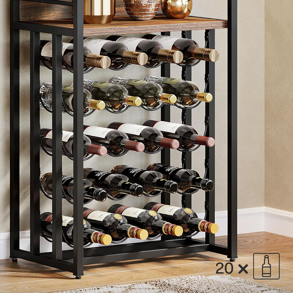 Weinregal 180 cm mit Metallkonstruktion
