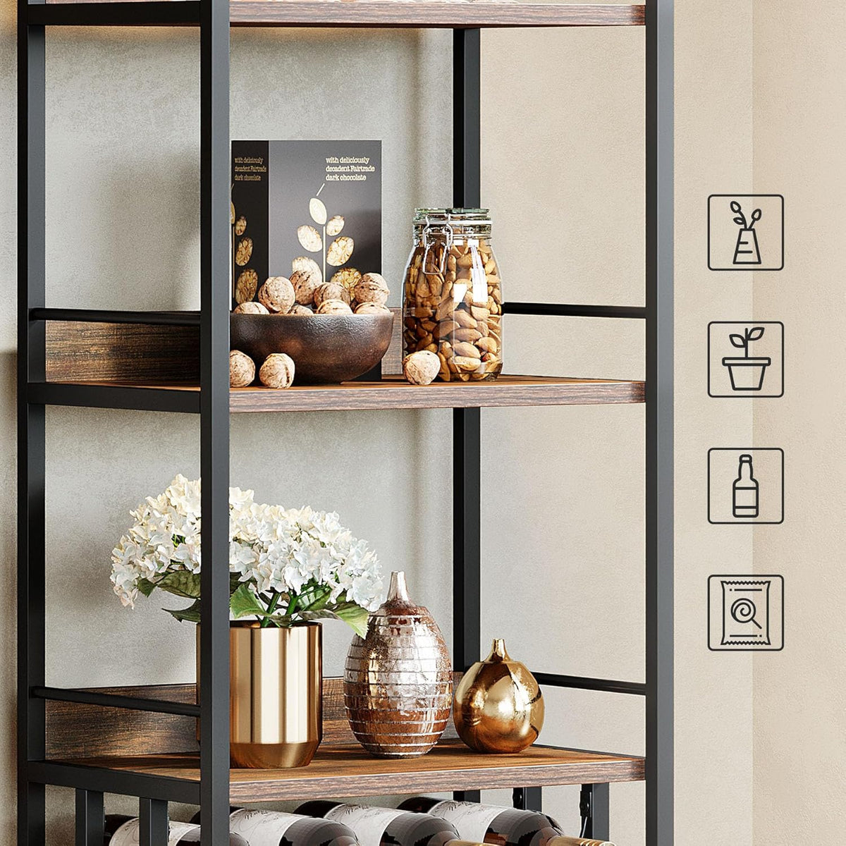 Weinregal 180 cm mit Metallkonstruktion