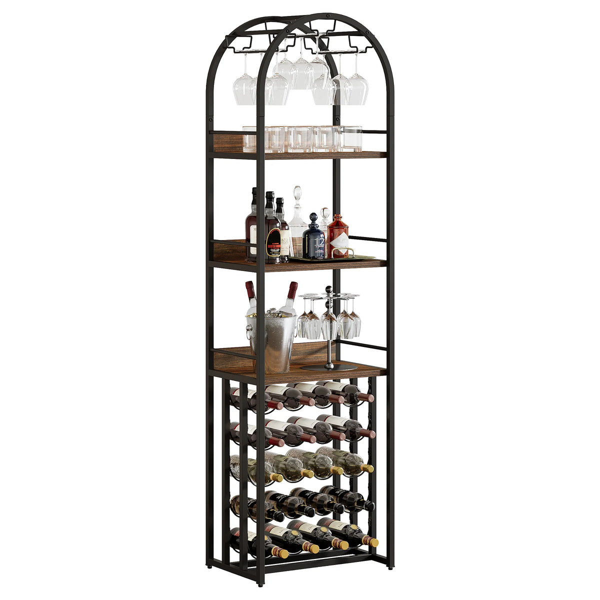 Weinregal 180 cm mit Metallkonstruktion