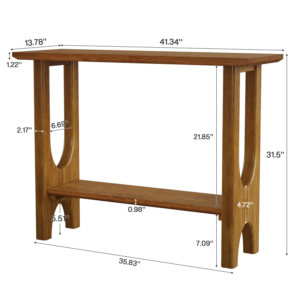 Mid-Century-Konsolentisch 105 cm mit Stauraum, Nussbaum