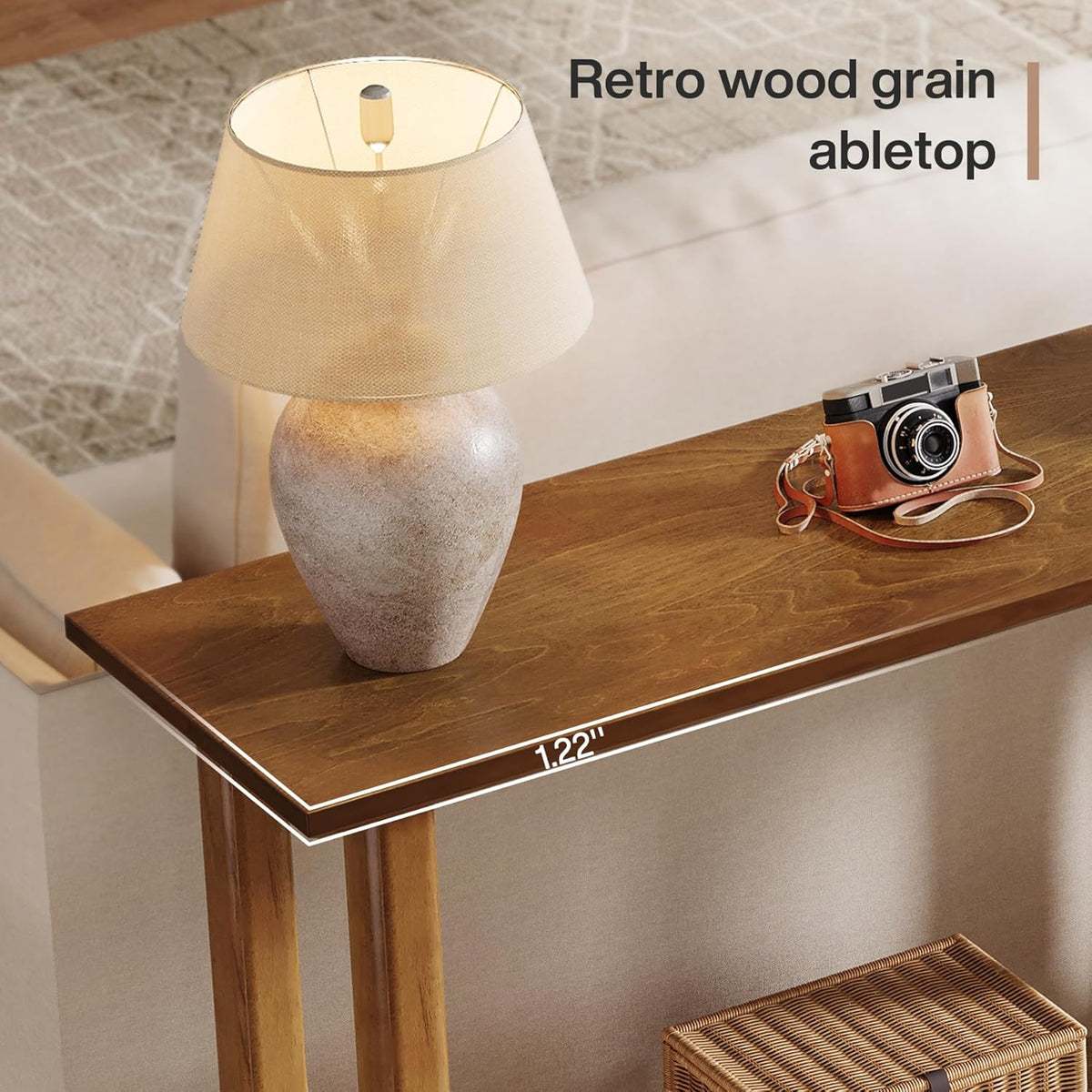 Mid-Century-Konsolentisch 105 cm mit Stauraum, Nussbaum