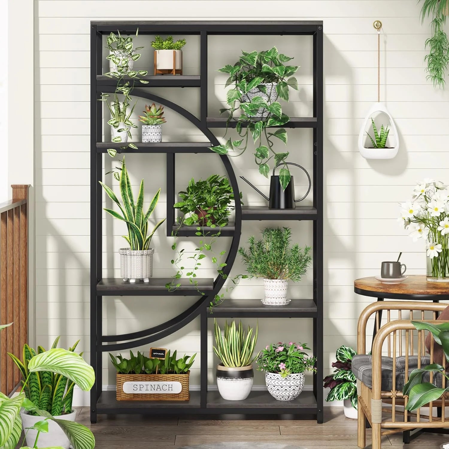 Etagere 175 cm mit 9 Regalböden - geometrisches Design