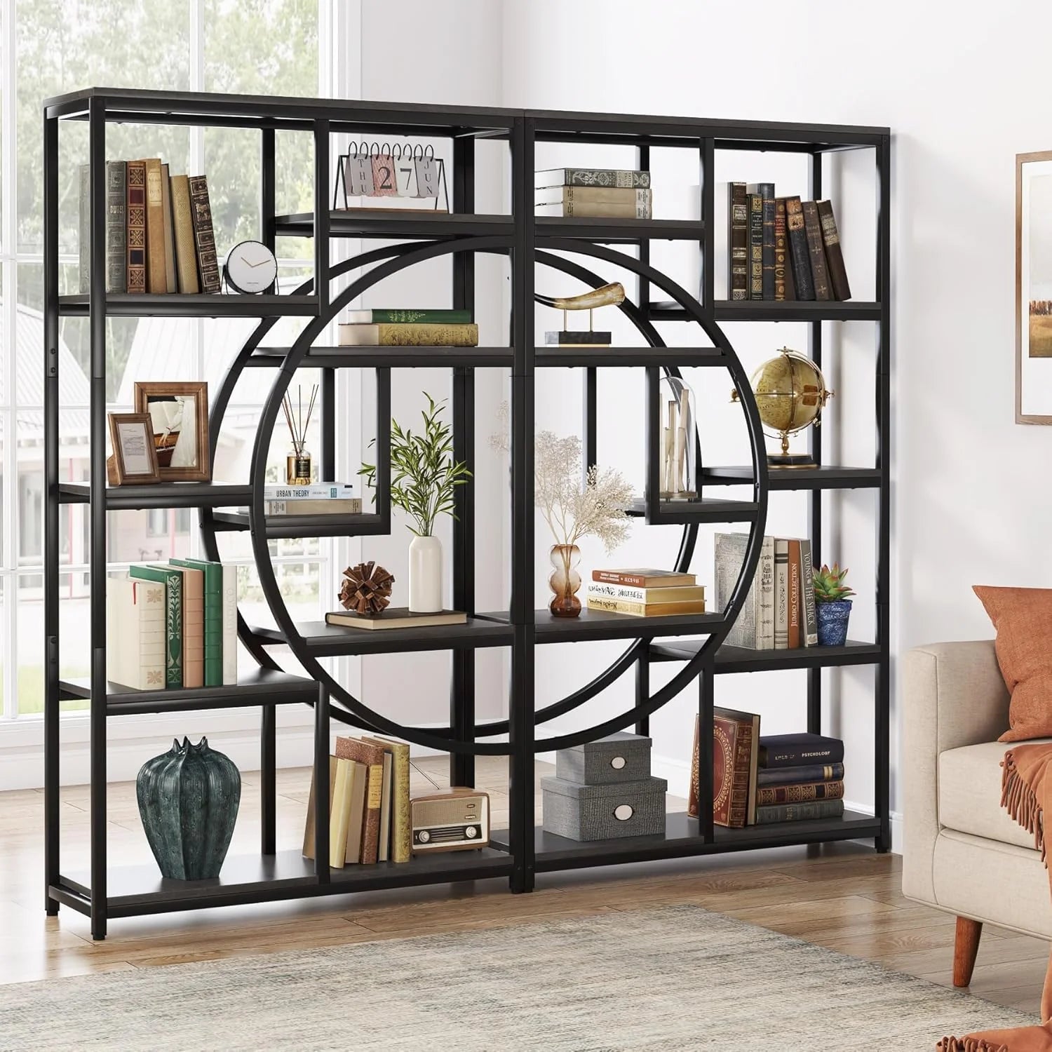 Etagere 175 cm mit 9 Regalböden - geometrisches Design