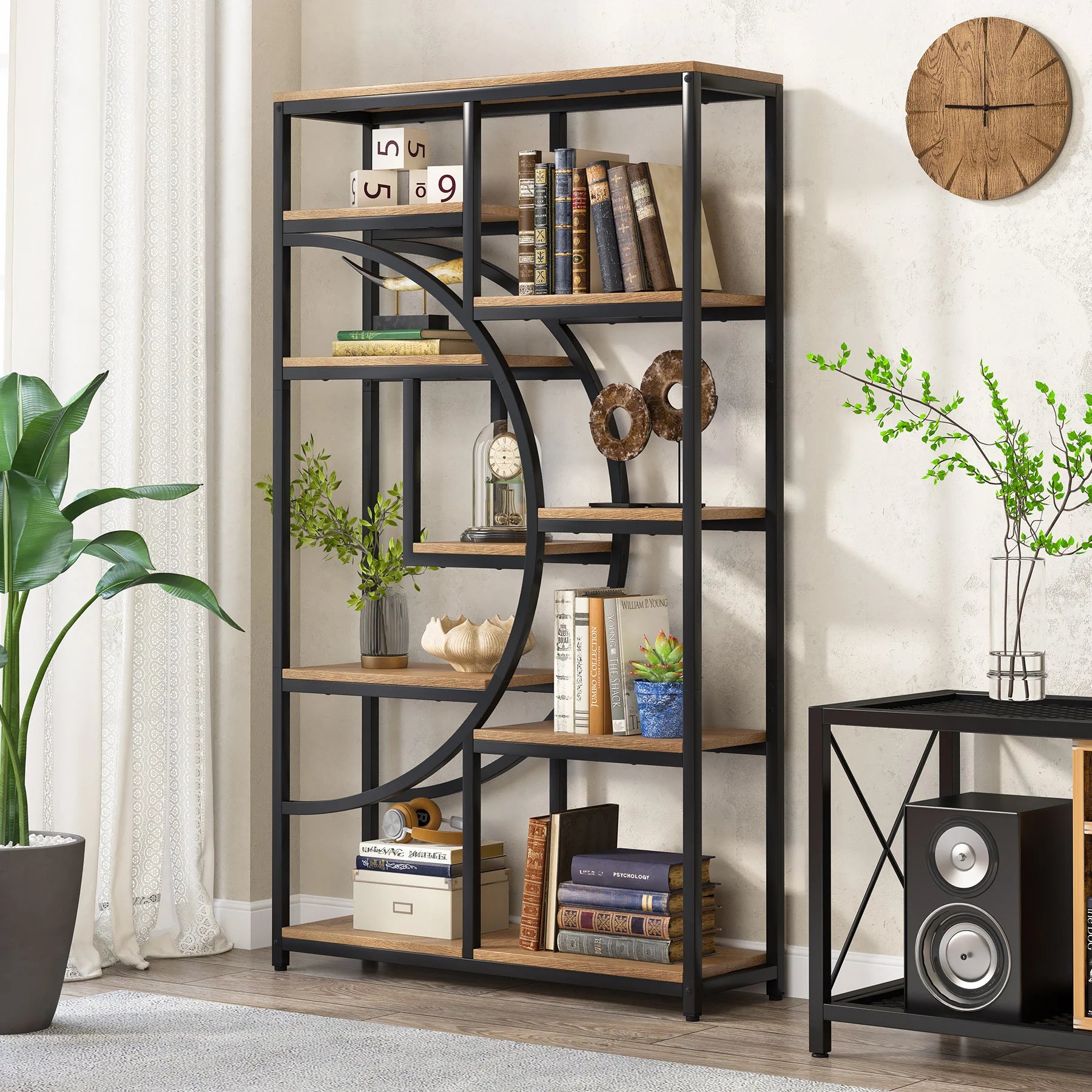 Etagere 175 cm mit 9 Regalböden - geometrisches Design