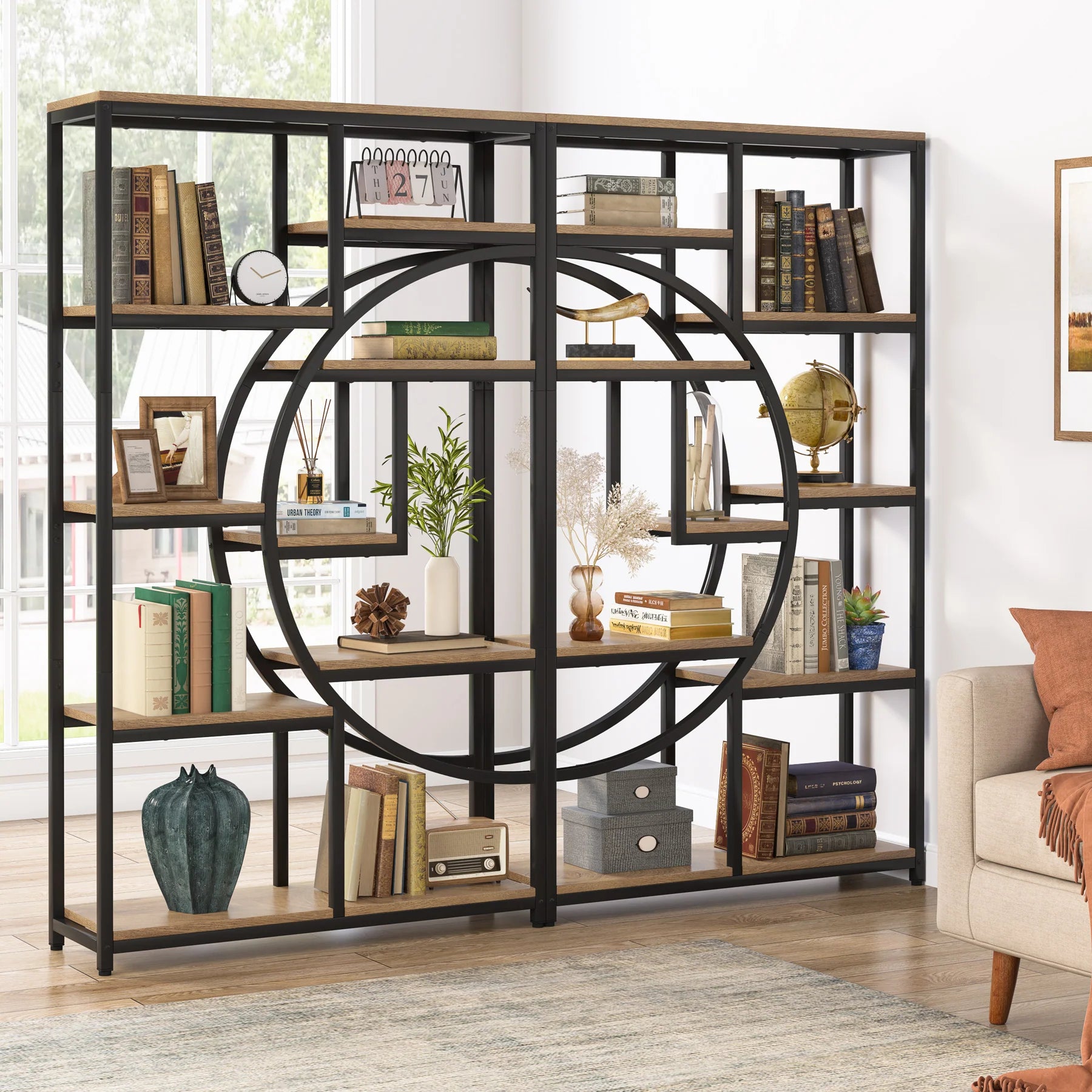 Etagere 175 cm mit 9 Regalböden - geometrisches Design