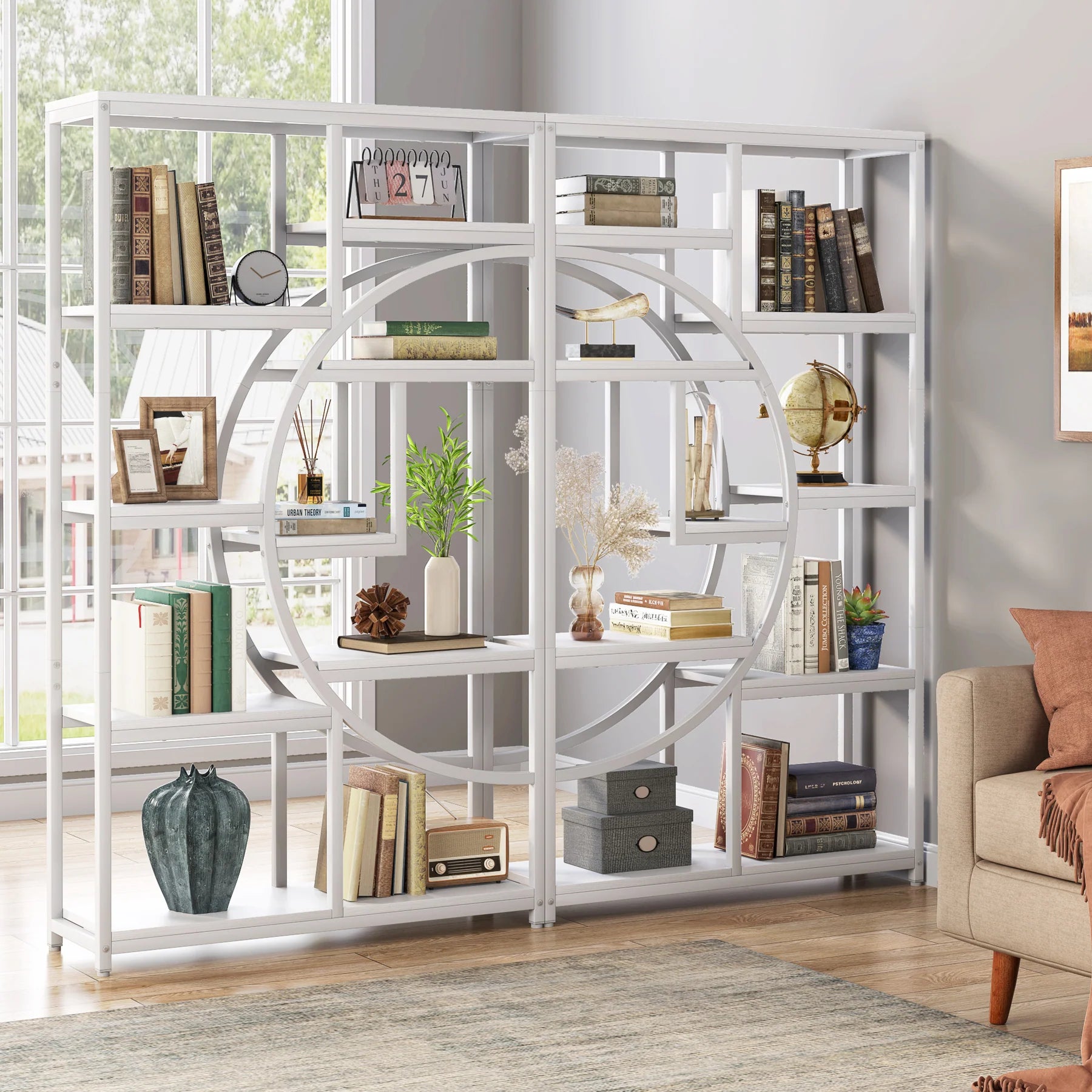 Etagere 175 cm mit 9 Regalböden - geometrisches Design