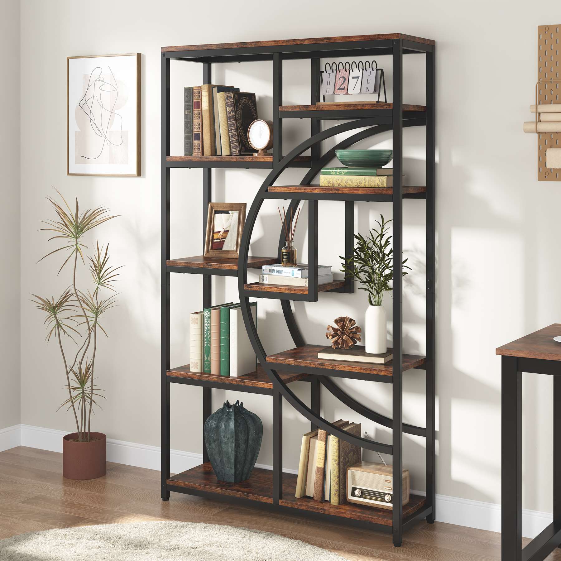 Etagere 175 cm mit 9 Regalböden - geometrisches Design
