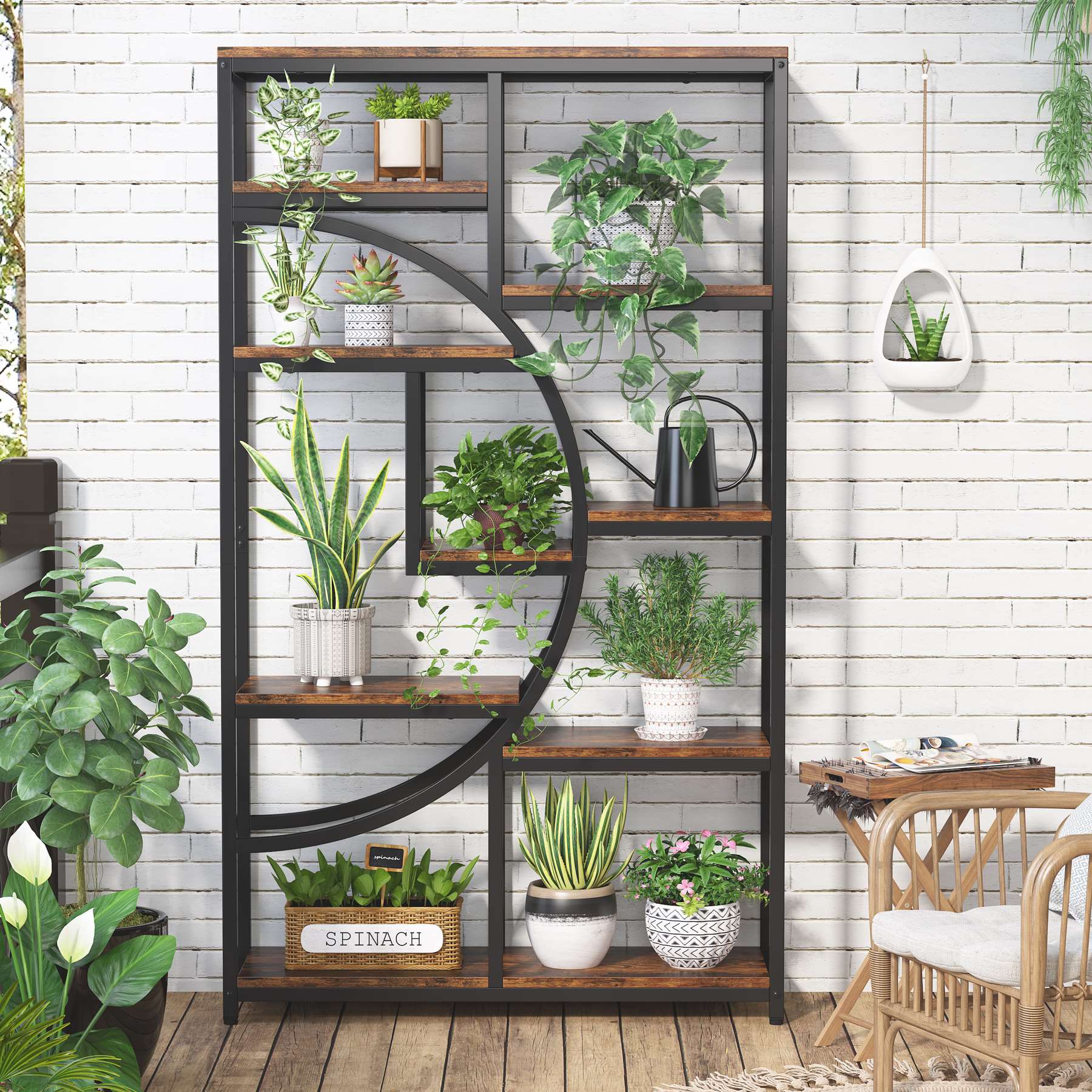 Etagere 175 cm mit 9 Regalböden - geometrisches Design