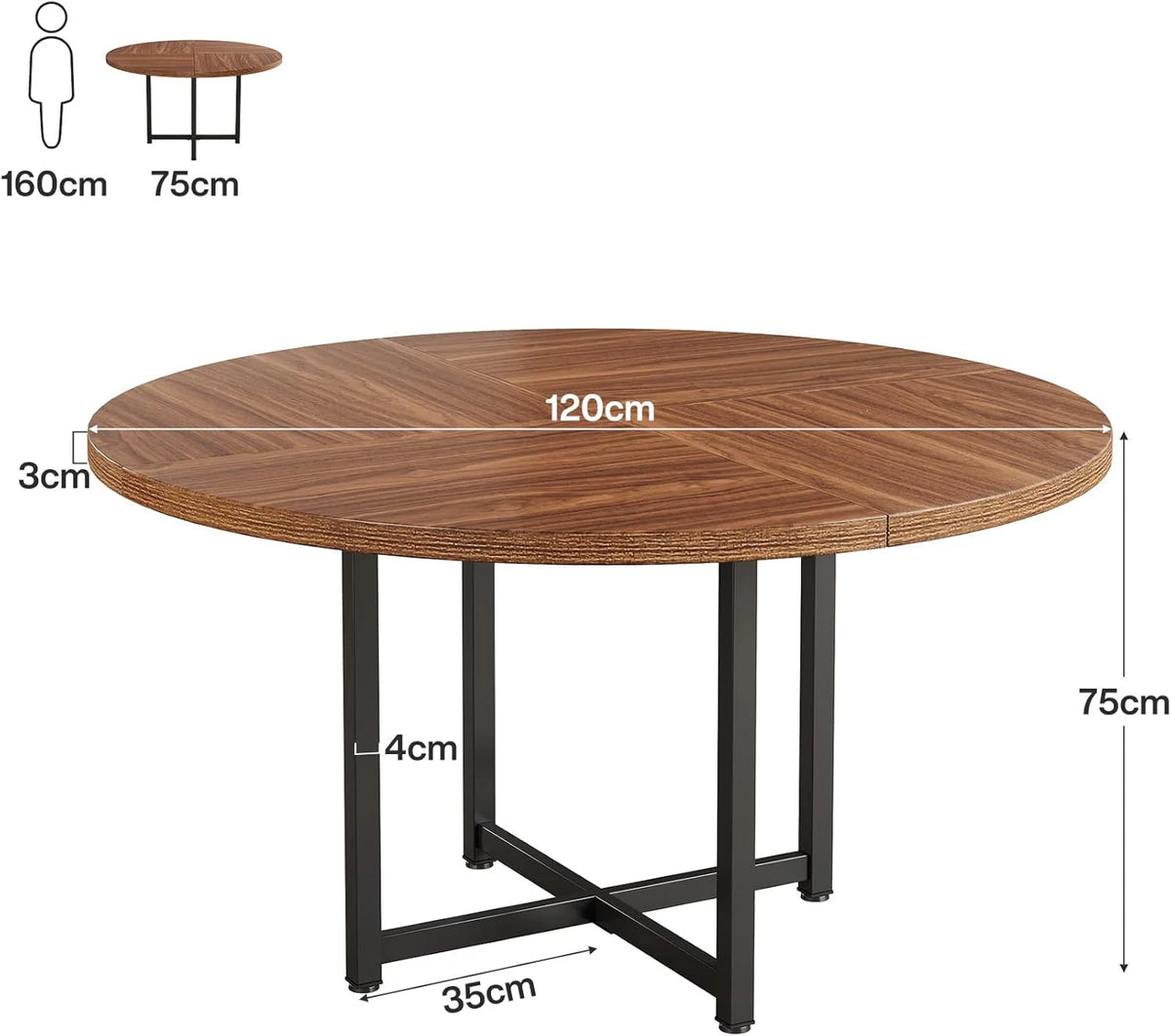 Runder Esstisch 120 cm - Industrial