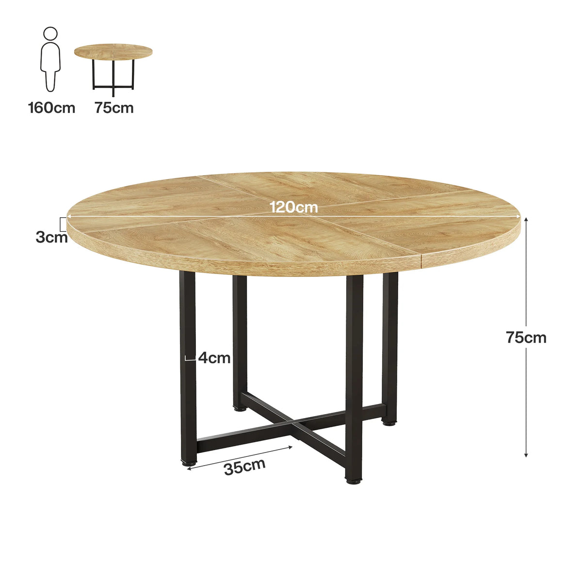 Runder Esstisch 120 cm - Industrial