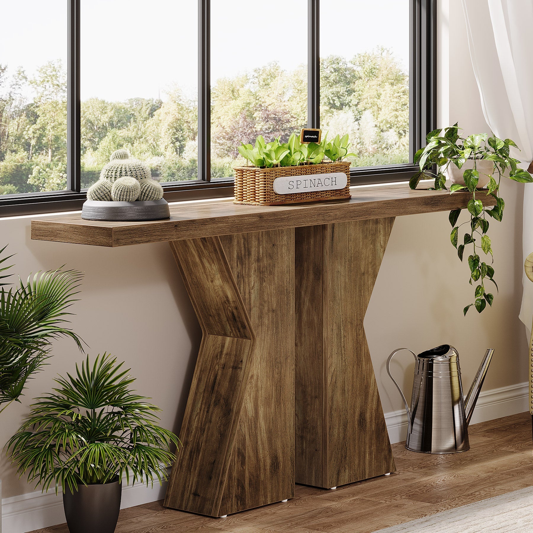 Konsolentisch aus Holz mit K-förmigem Rahmen