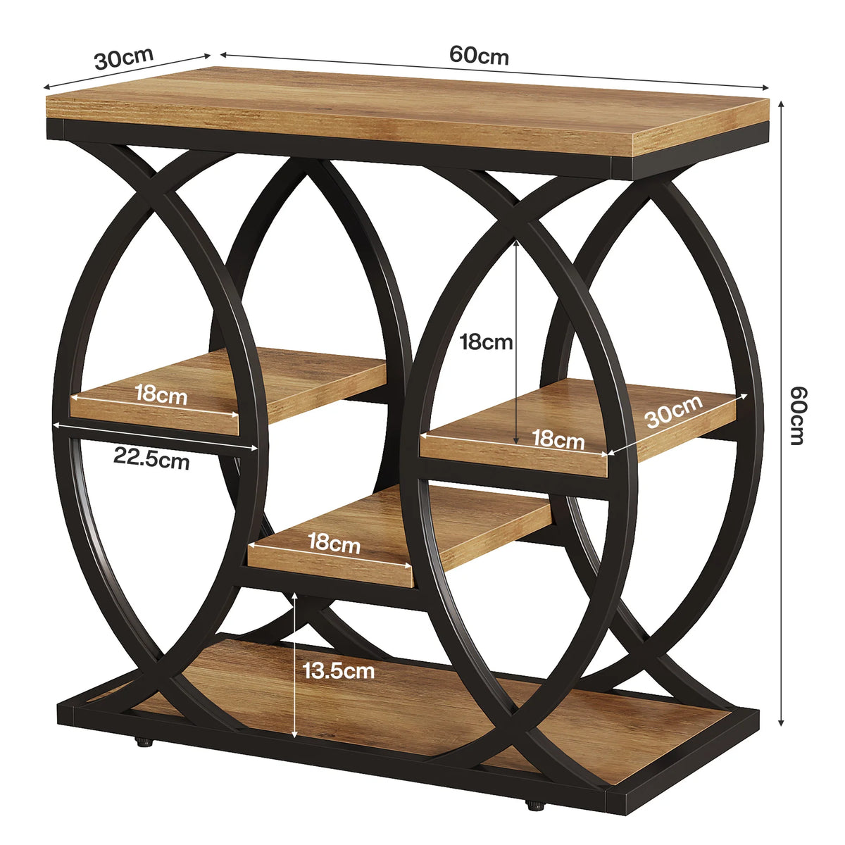Couchtisch mit 4 Regalen 60 cm
