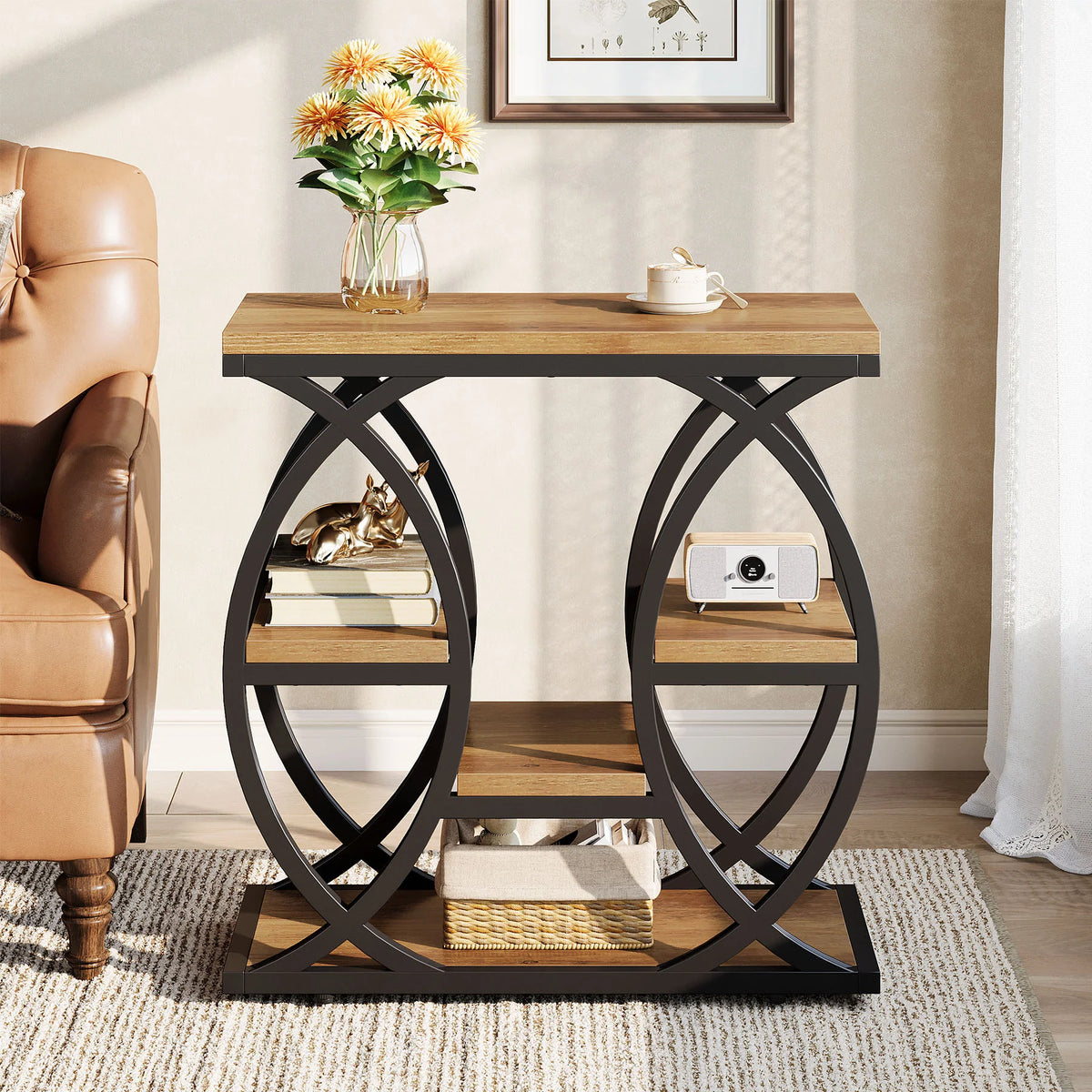 Couchtisch mit 4 Regalen 60 cm