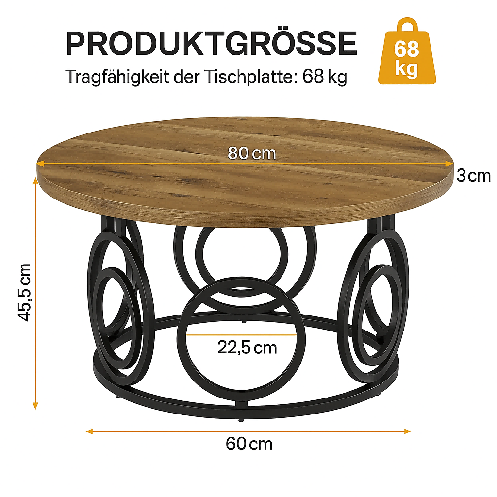 Runder Couchtisch Formaro im Landhausstil