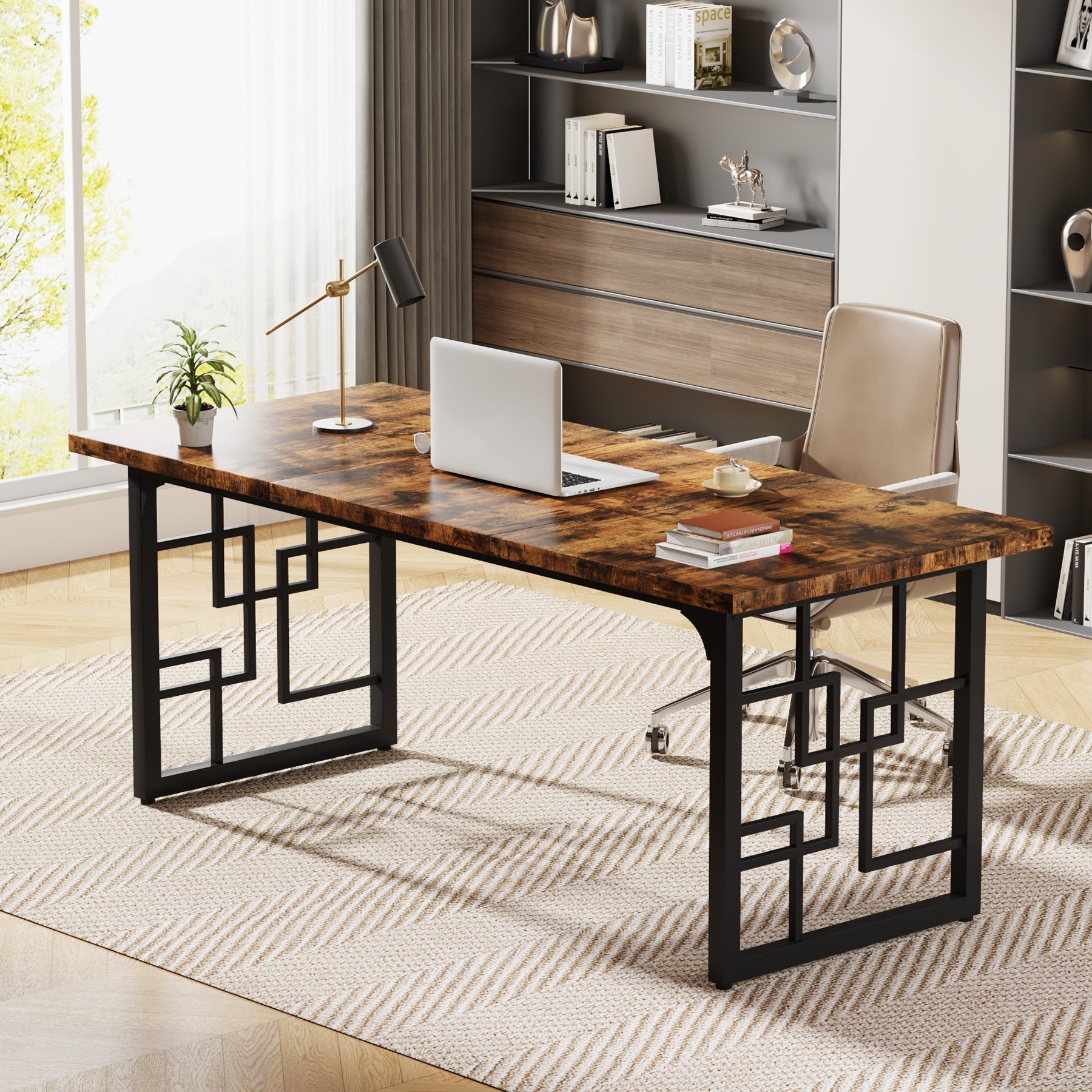 160 cm Schreibtisch im Industrial-Stil mit Metallbeinen