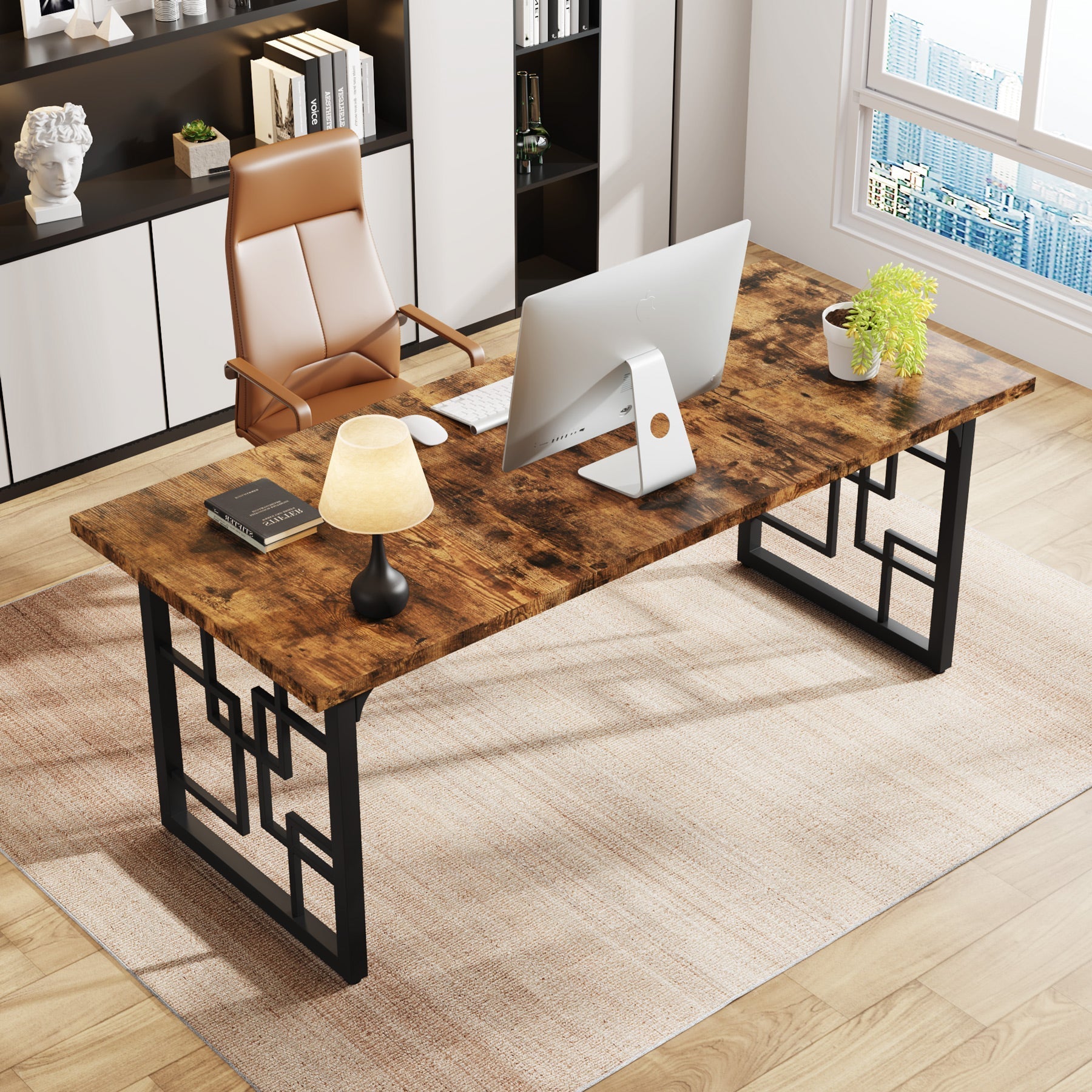 160 cm Schreibtisch im Industrial-Stil mit Metallbeinen