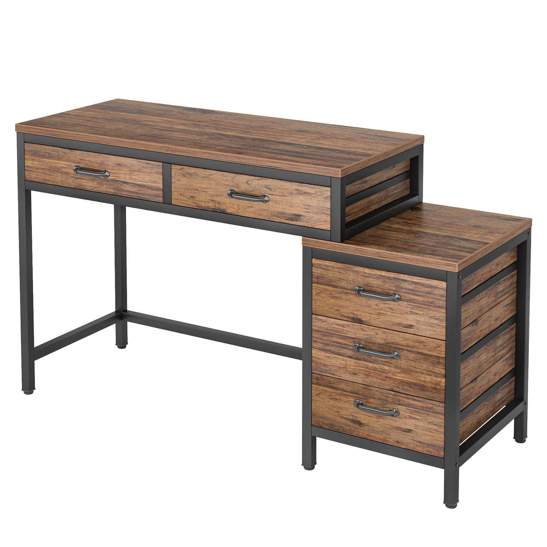 Schreibtisch mit 5 Schubladen und umkehrbarem Aktenschrank