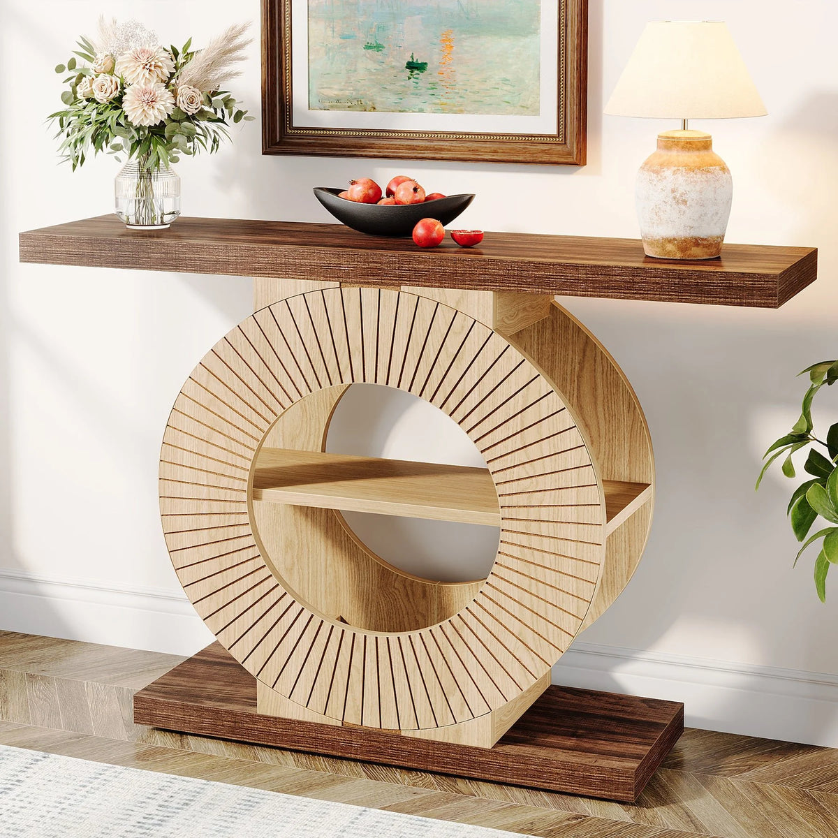 Konsolentisch 100 cm aus Holz mit Ablagen