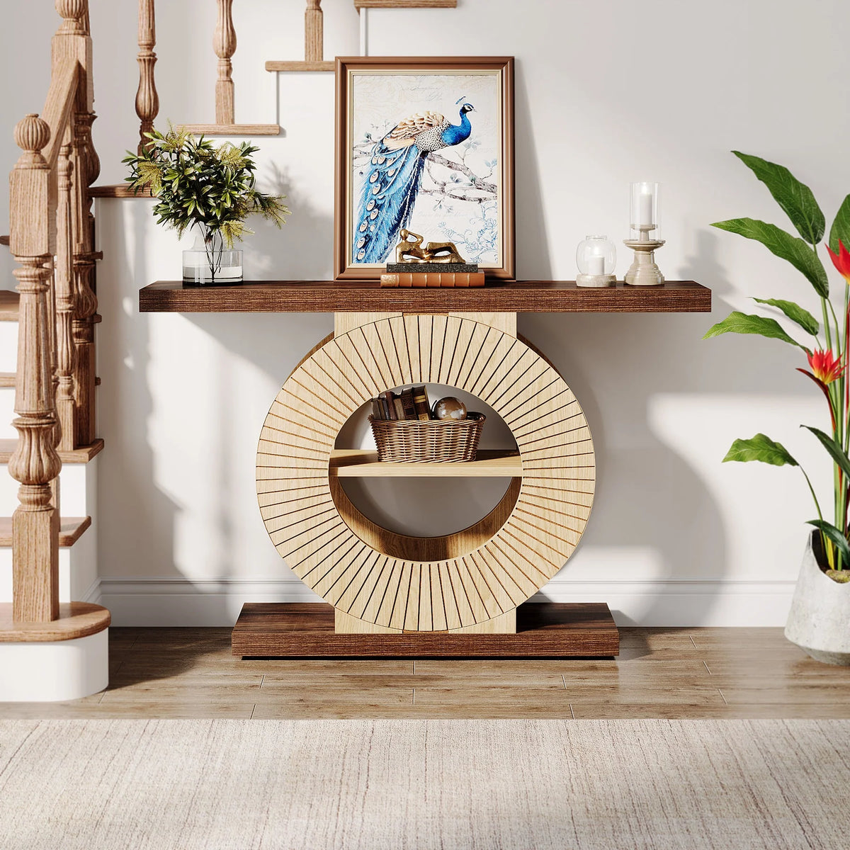 Konsolentisch 100 cm aus Holz mit Ablagen
