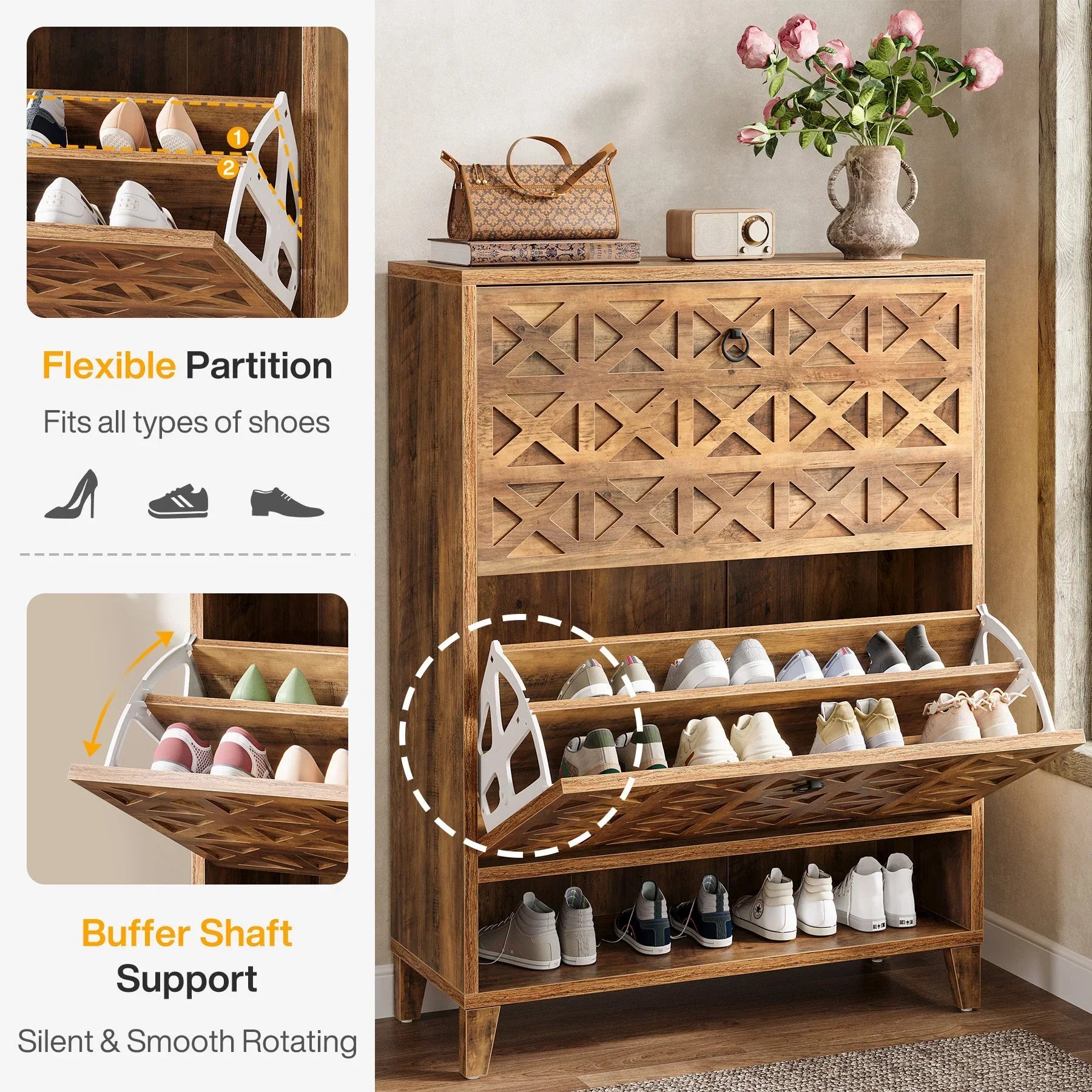 Schuh-Organizer 80 cm mit 2 Schubladen
