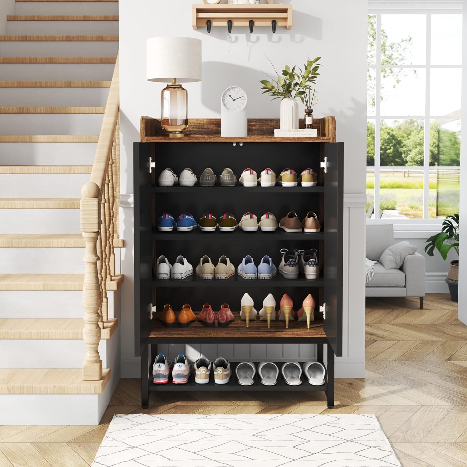 5-stöckiger Schuhschrank mit Türen
