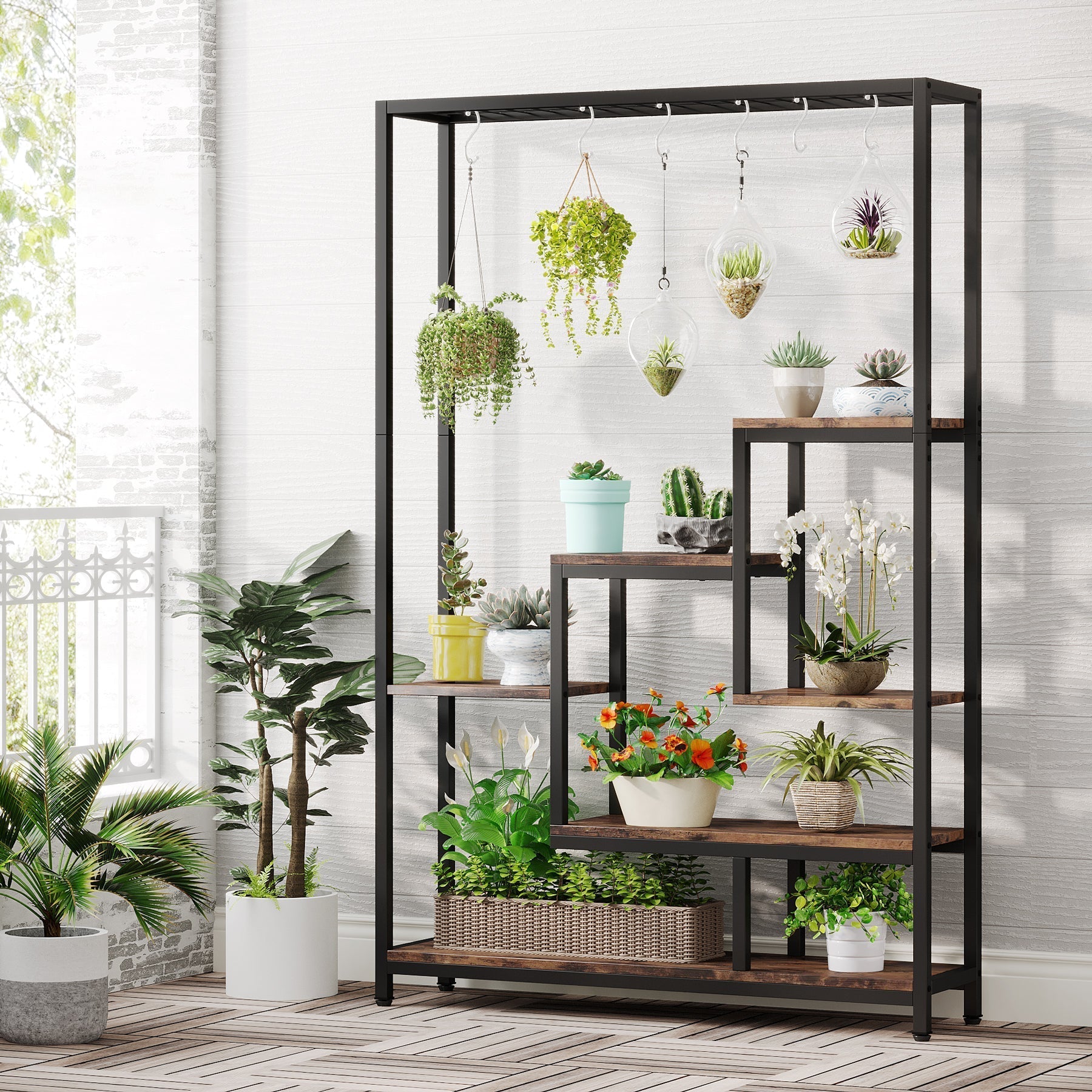 Großes Regal für Blumen und Dekorationen mit 6 Haken