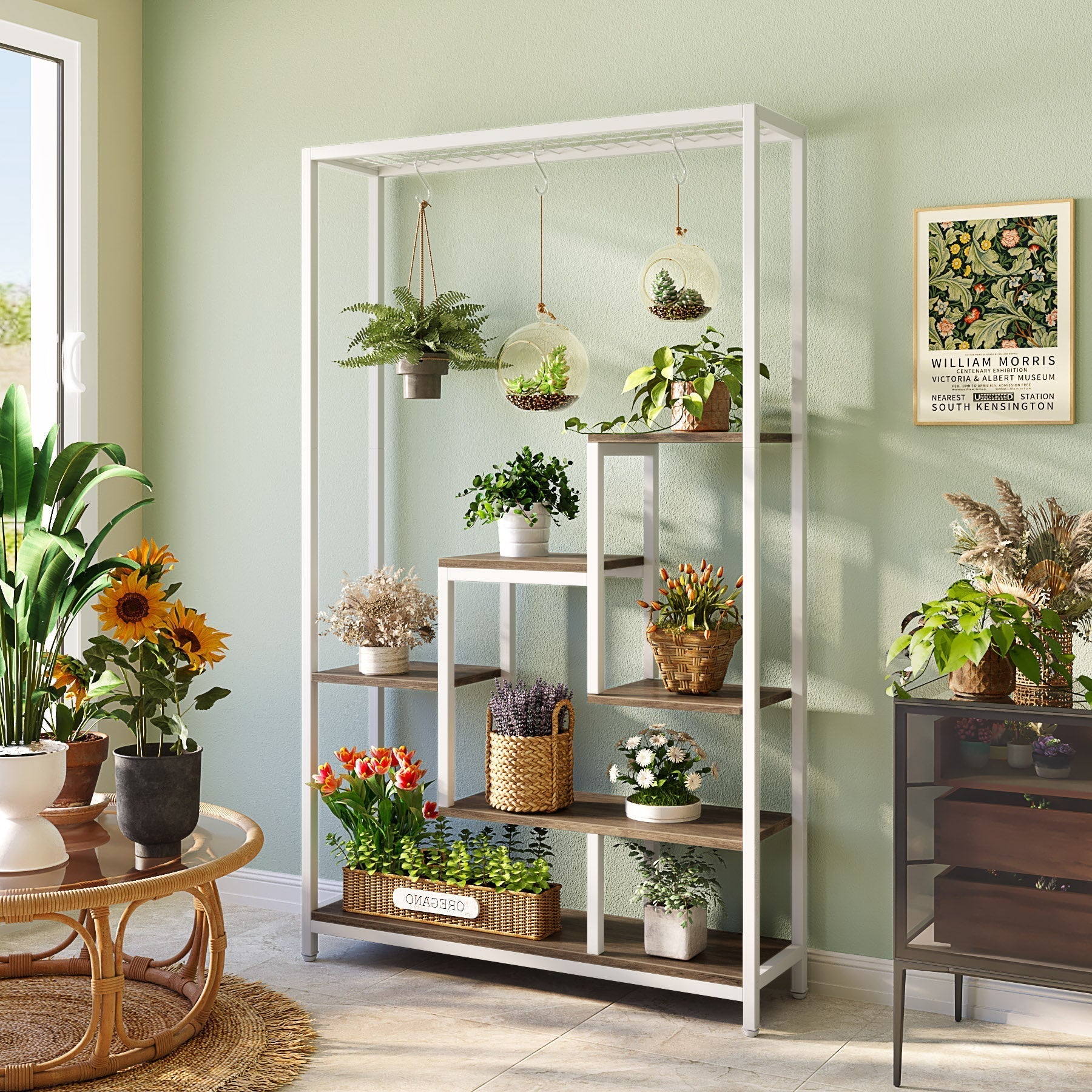 Großes Regal für Blumen und Dekorationen mit 6 Haken