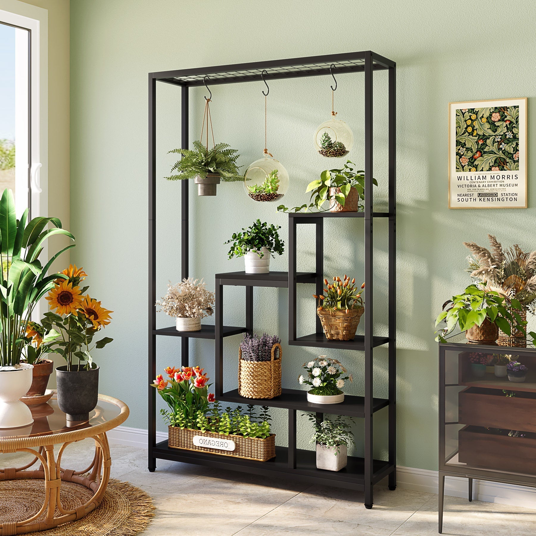 Großes Regal für Blumen und Dekorationen mit 6 Haken