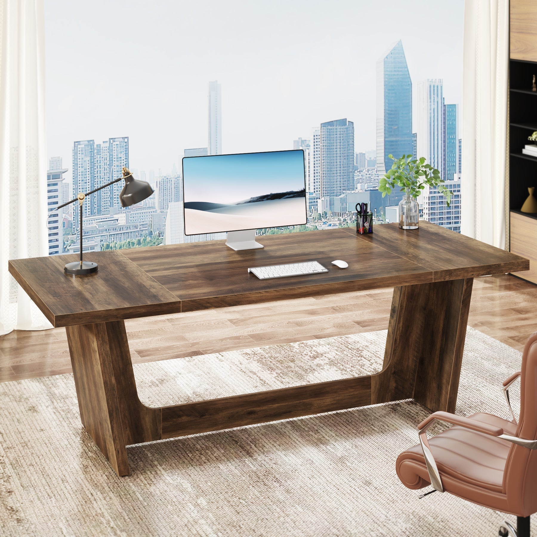 Holzschreibtisch 180 cm - Arbeits- und Computertisch