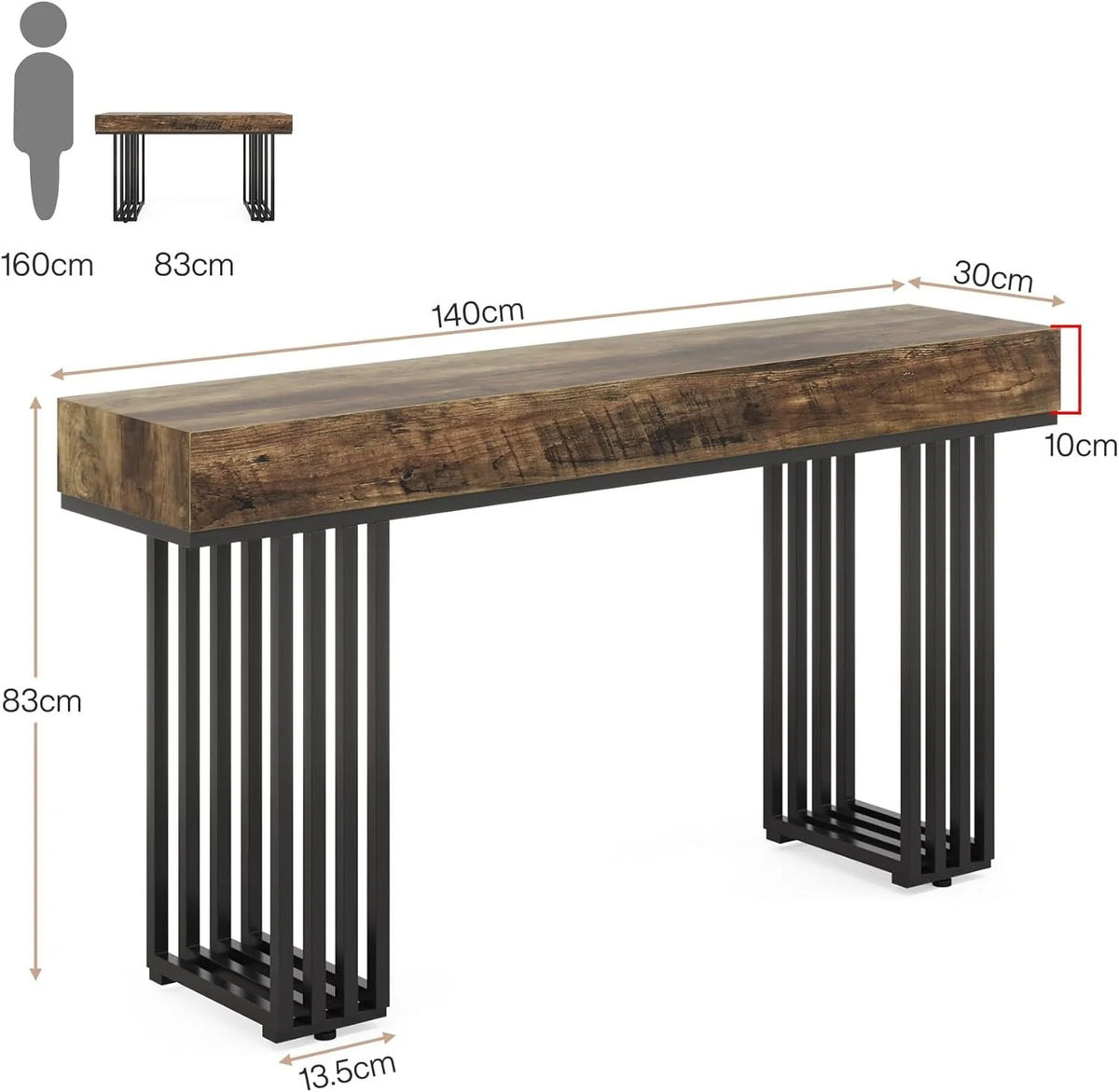 Konsolentisch 140 cm mit Metallbeinen