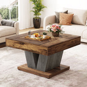 Quadratischer Couchtisch mit Holzgestell