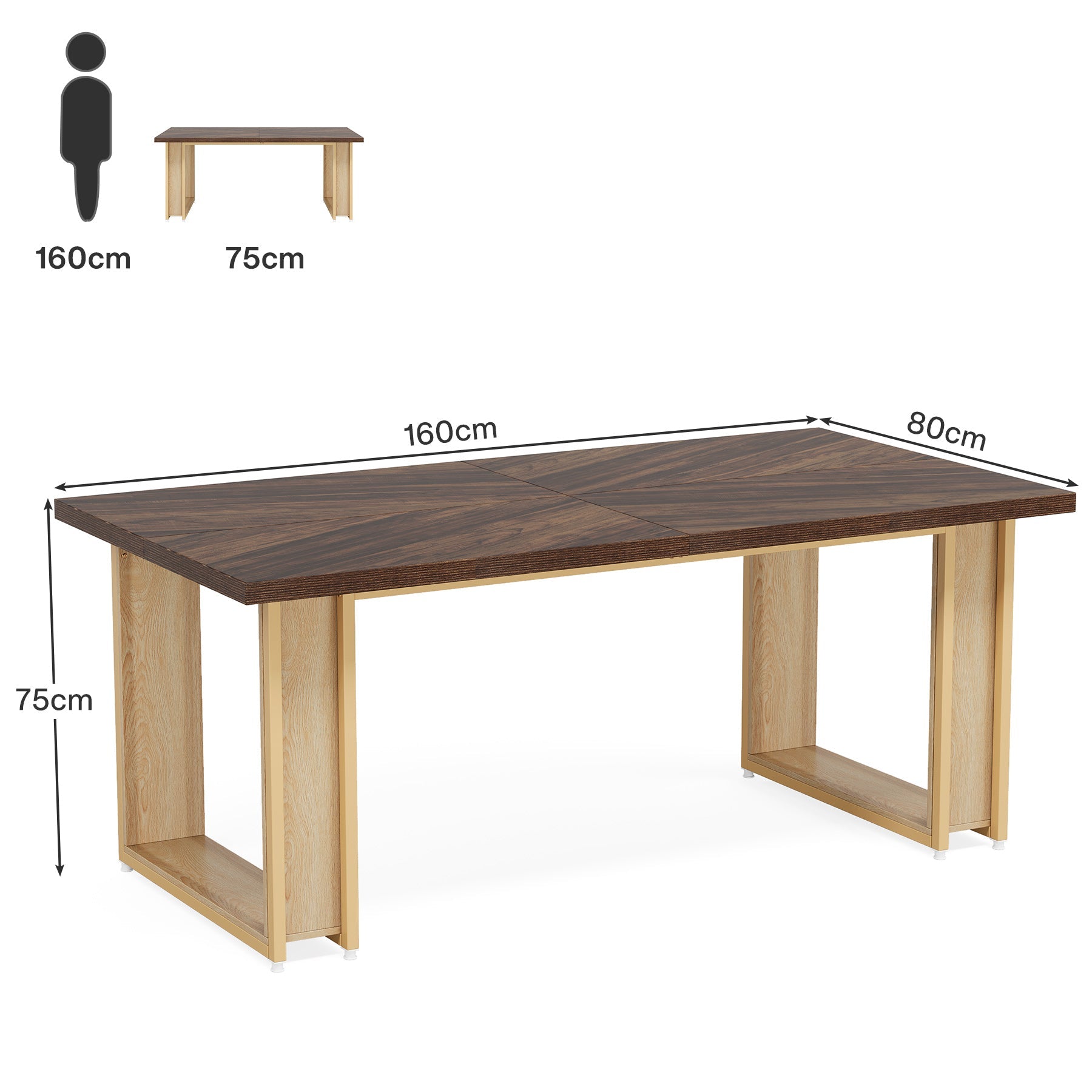 Rechteckiger Computer-Schreibtisch 160 cm für Zuhause