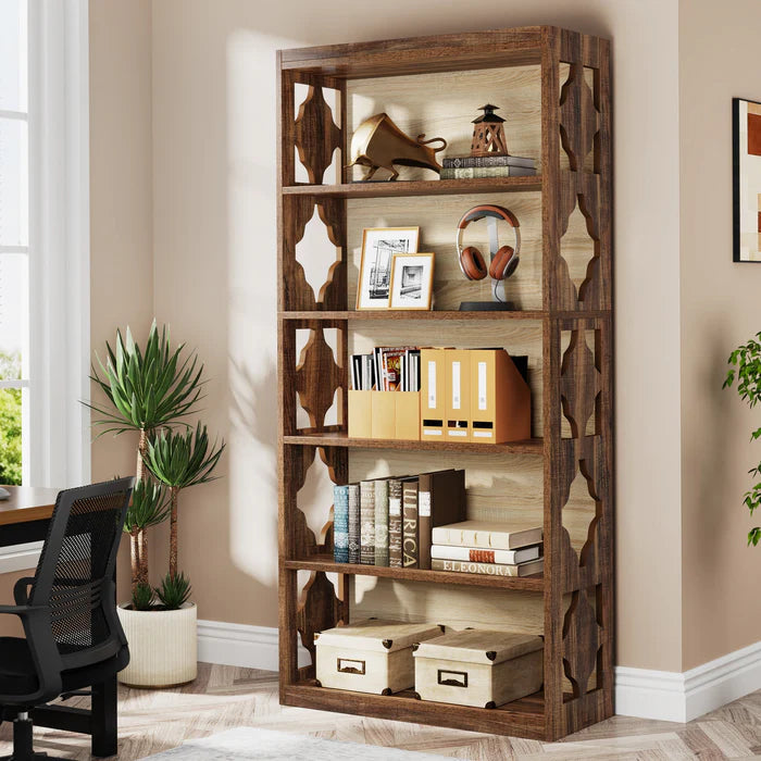 6-stufiges Holzregal mit Rautenmuster
