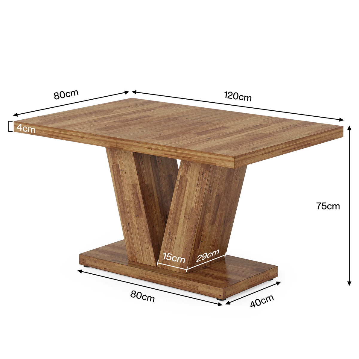 Rechteckiger Esstisch 120x80 cm für 4 Personen