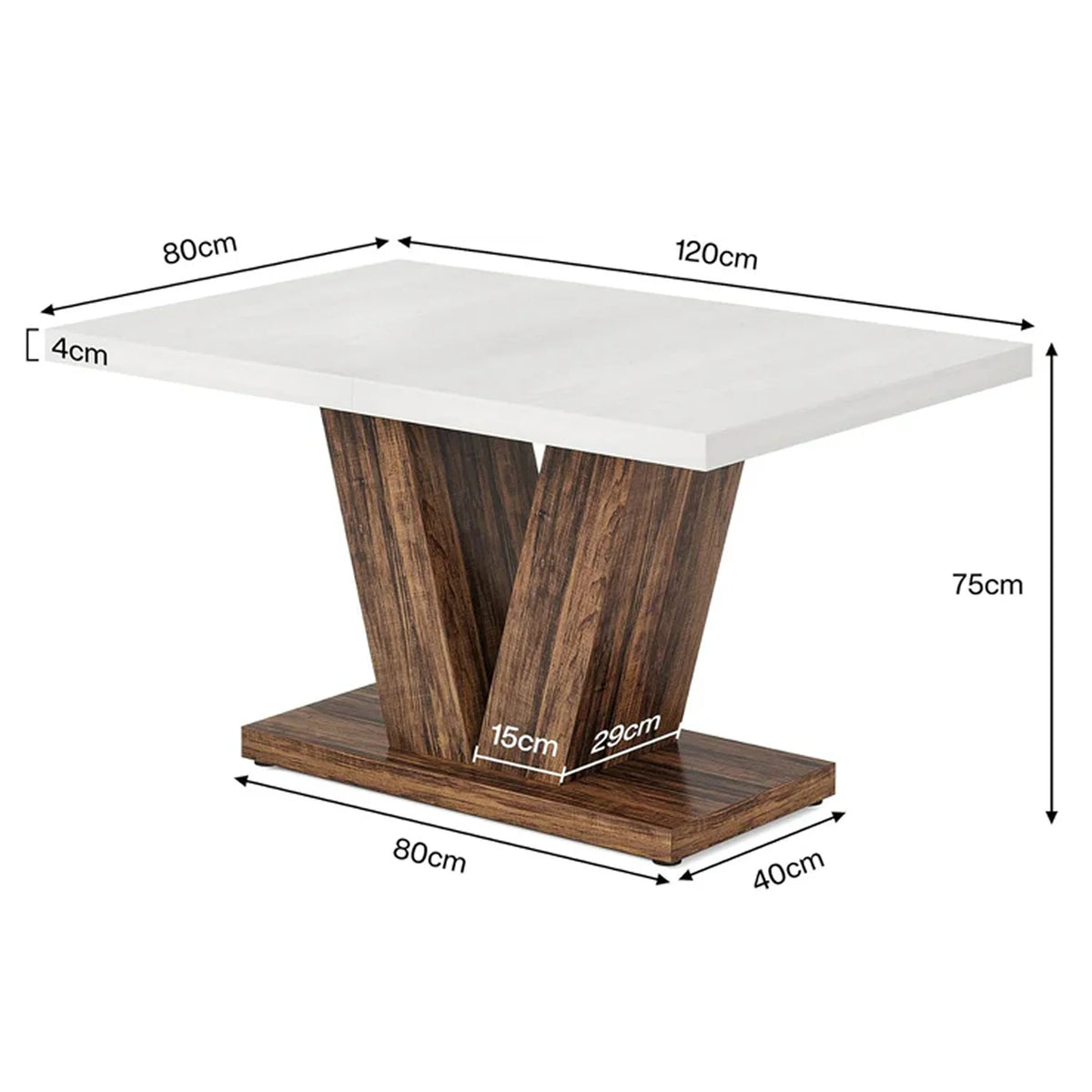 Rechteckiger Esstisch 120x80 cm für 4 Personen