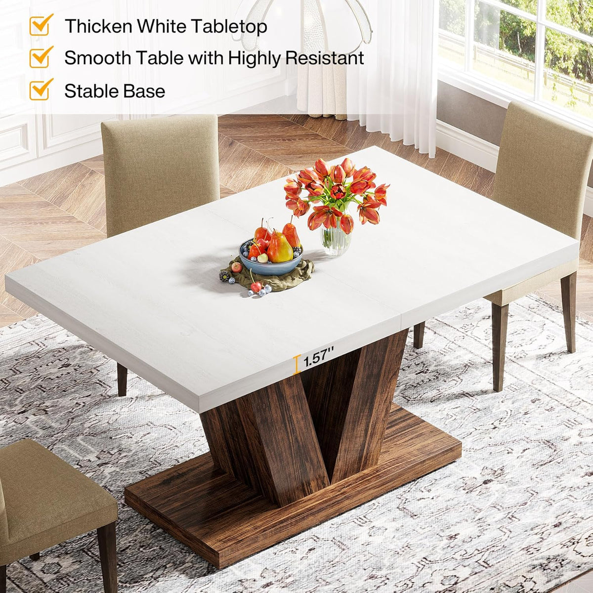 Rechteckiger Esstisch 120x80 cm für 4 Personen