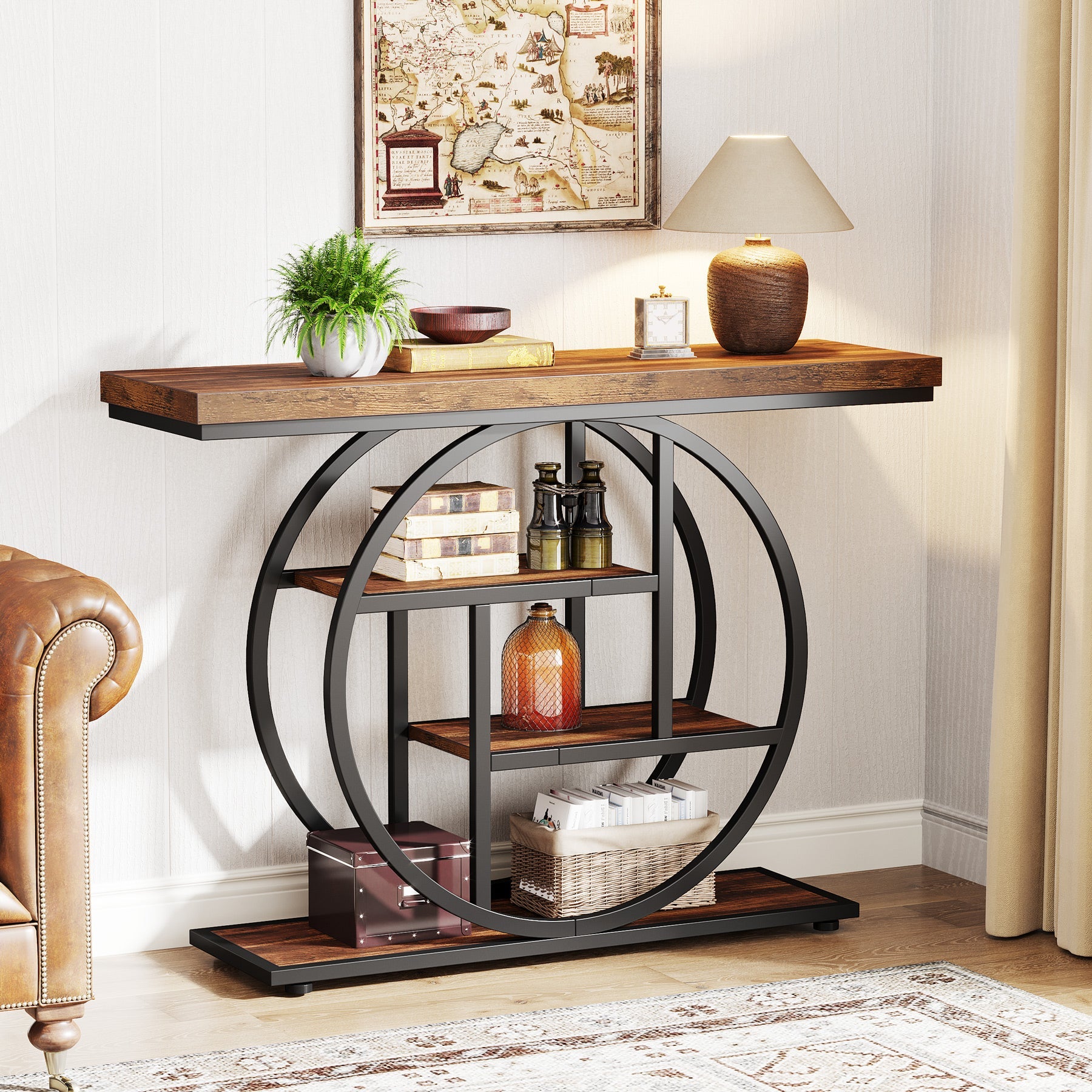 Runder, industrieller Konsolentisch
