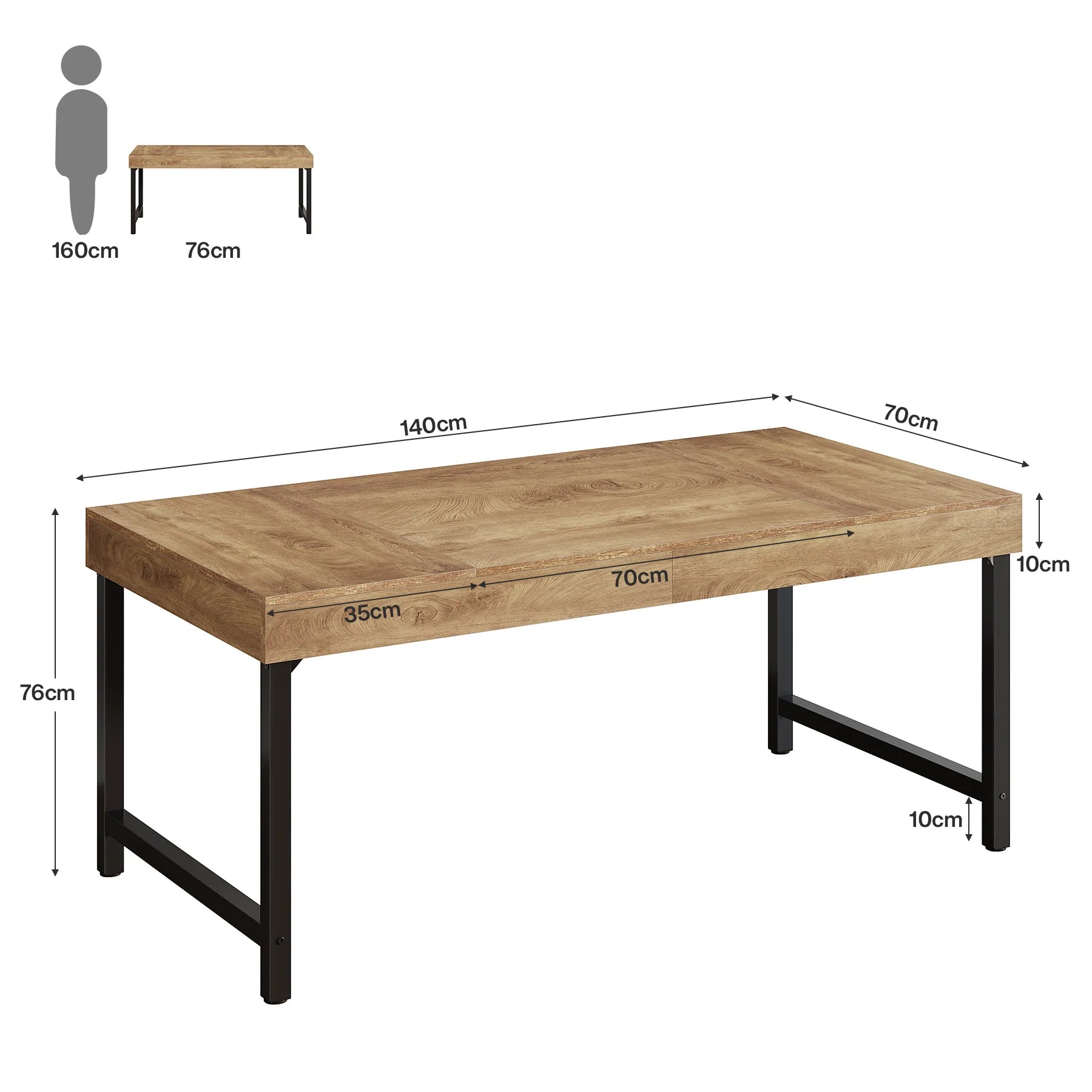 Computerschreibtisch 140 cm rustikales Design