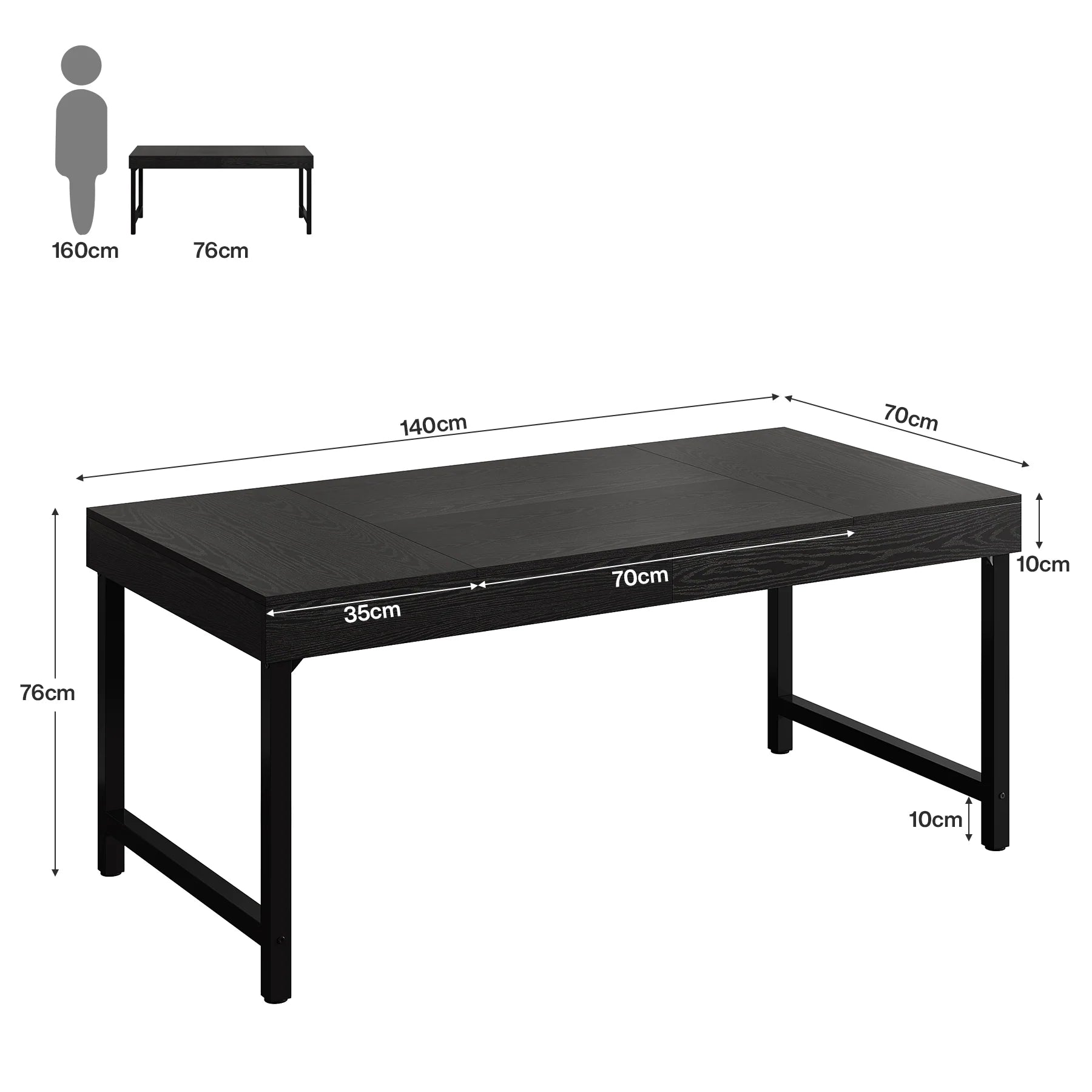 Computerschreibtisch 140 cm rustikales Design