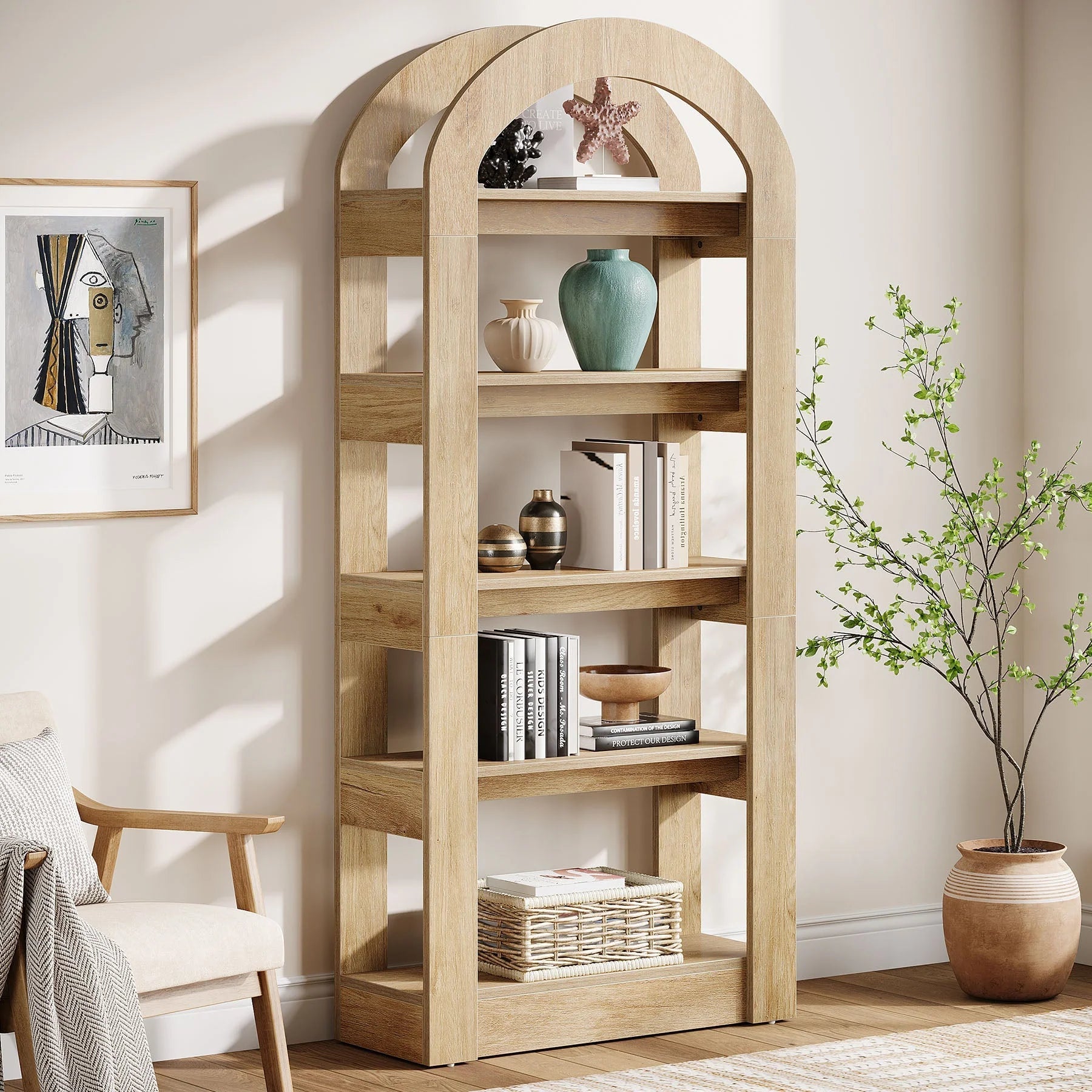 Holzregal gewölbt, 5-etagig
