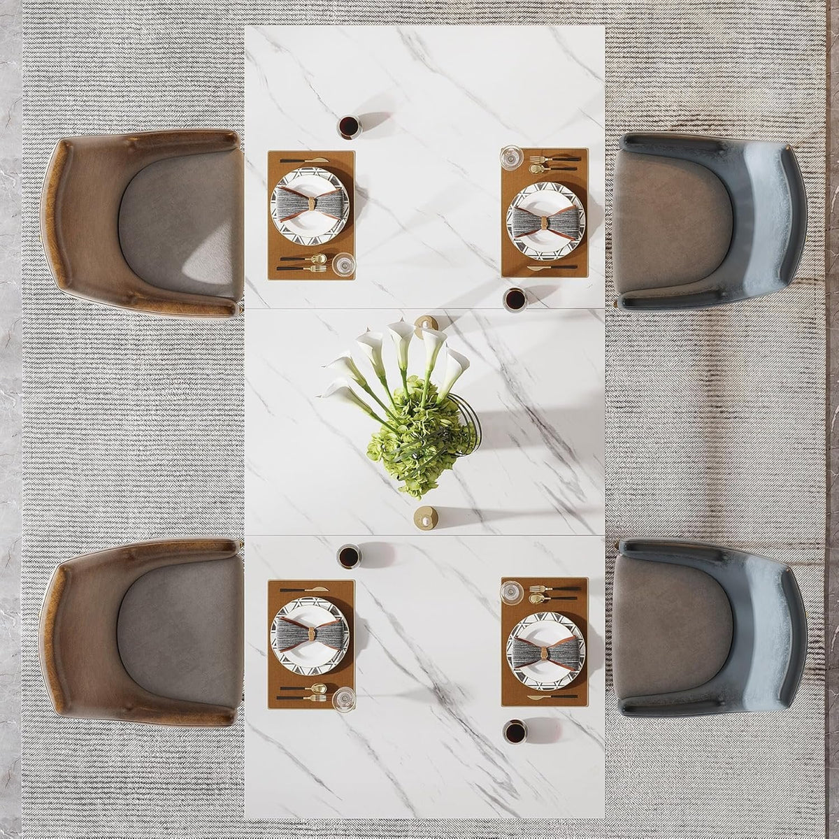 Esstisch rechteckig 160x80 cm mit Marmorplatte