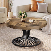 Runder Couchtisch 80 cm Holz mit Metallgestell