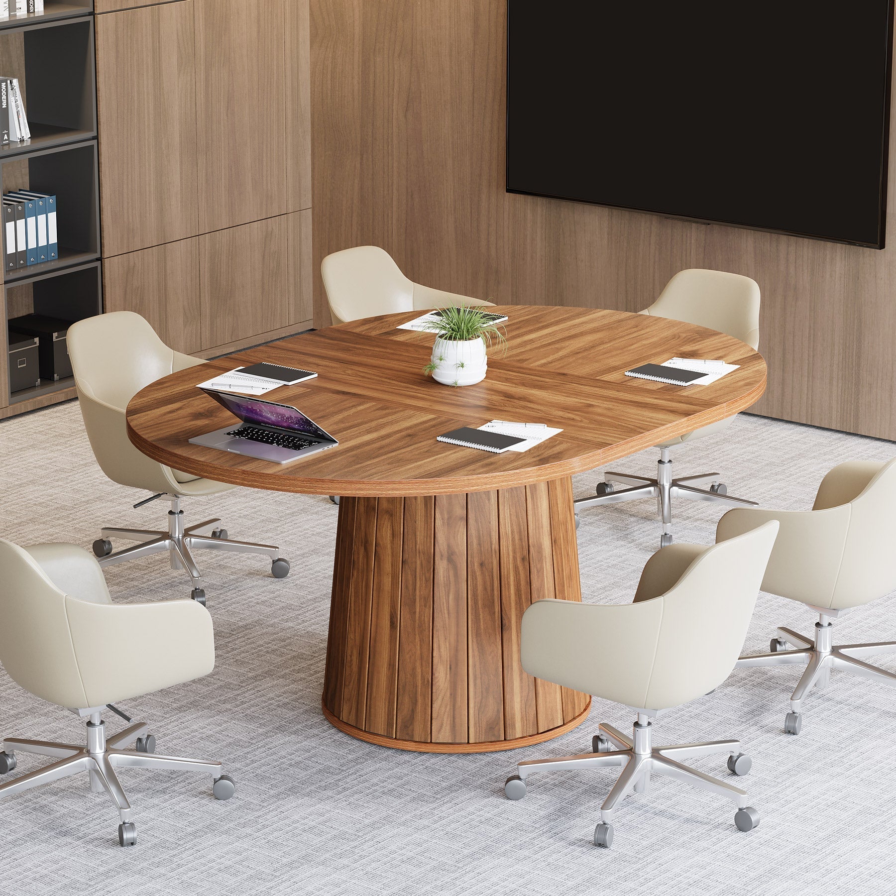 Ovaler Konferenztisch für 6 Personen, 140 cm