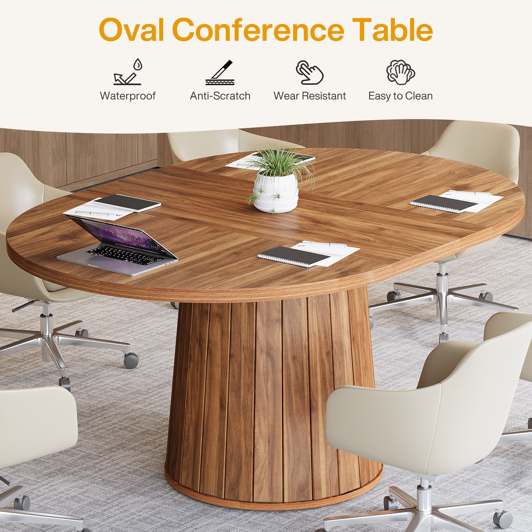 Ovaler Konferenztisch für 6 Personen, 140 cm